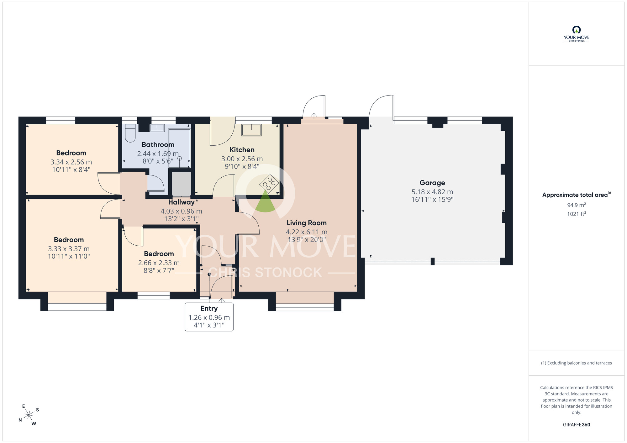 Floorplan of 3 bedroom Detached Bungalow for sale, The Willows, Washington, Tyne and Wear, NE38