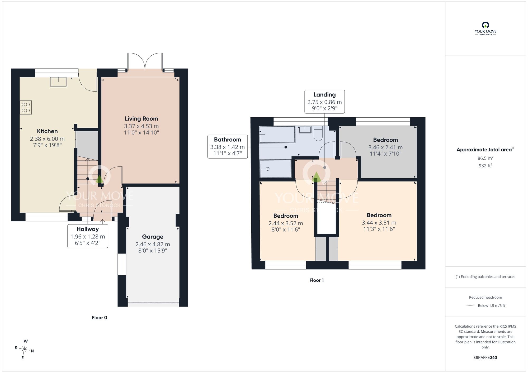 Floorplan of 3 bedroom Semi Detached House for sale, Chacombe, Biddick, Washington, NE38