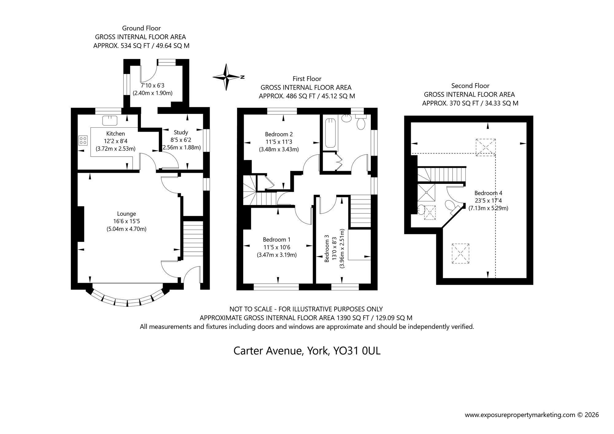 Floorplan of 4 bedroom Mid Terrace House for sale, Carter Avenue, York, YO31