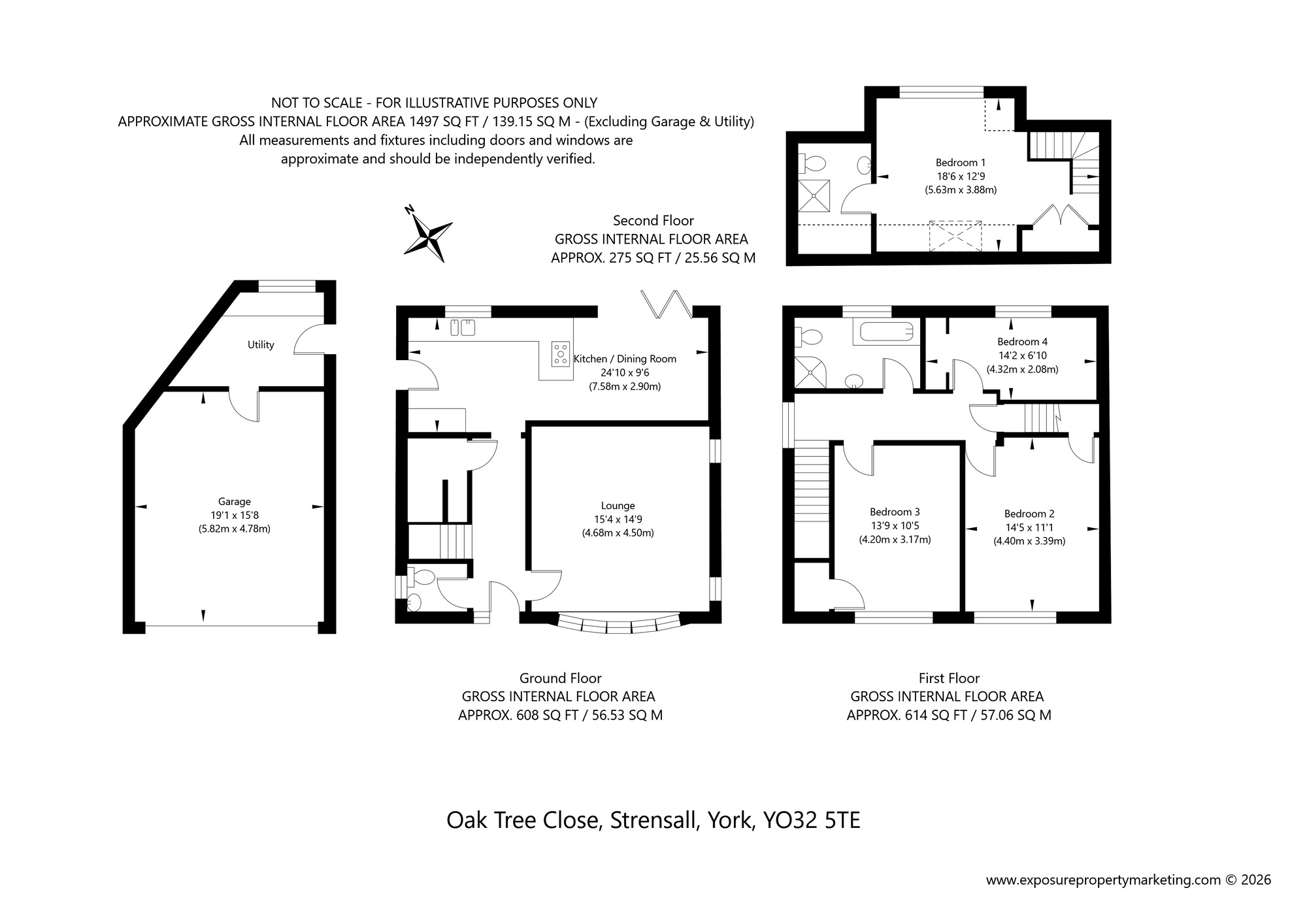 Floorplan of 4 bedroom Detached House for sale, Oak Tree Close, Strensall, York, YO32