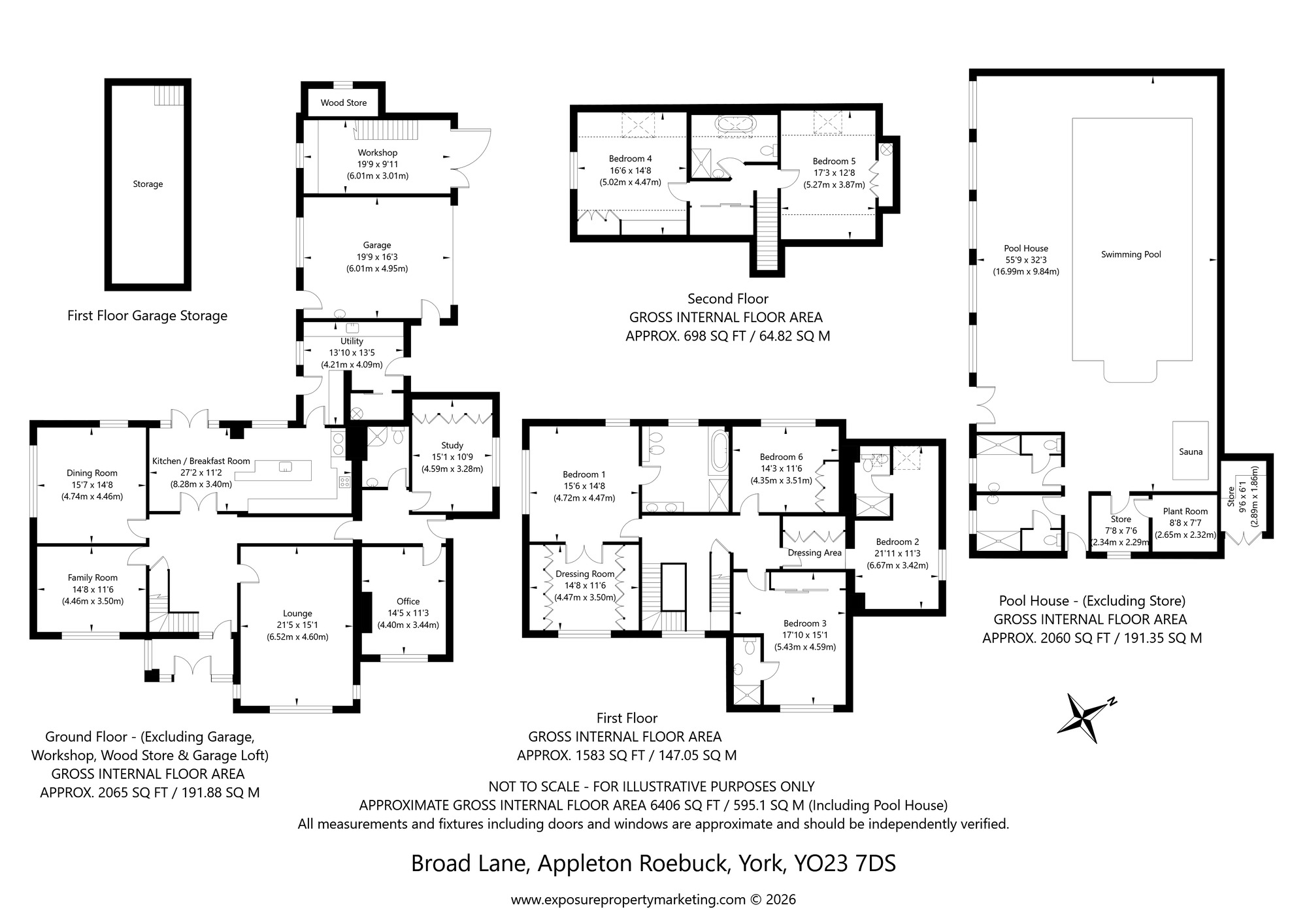 Floorplan of 6 bedroom Detached House for sale, Broad Lane, Appleton Roebuck, York, YO23
