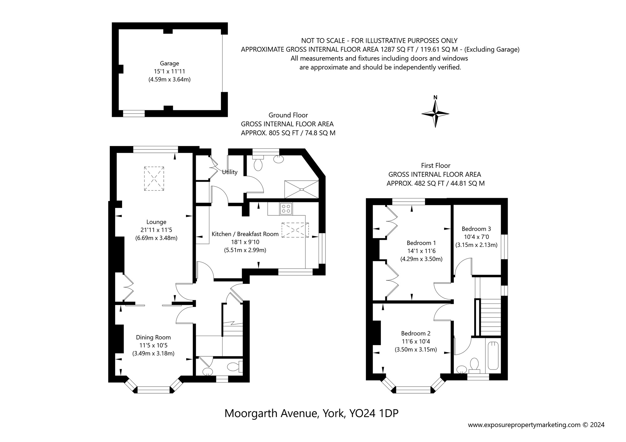 Floorplan of 3 bedroom Detached House for sale, Moorgarth Avenue, York, North Yorkshire, YO24