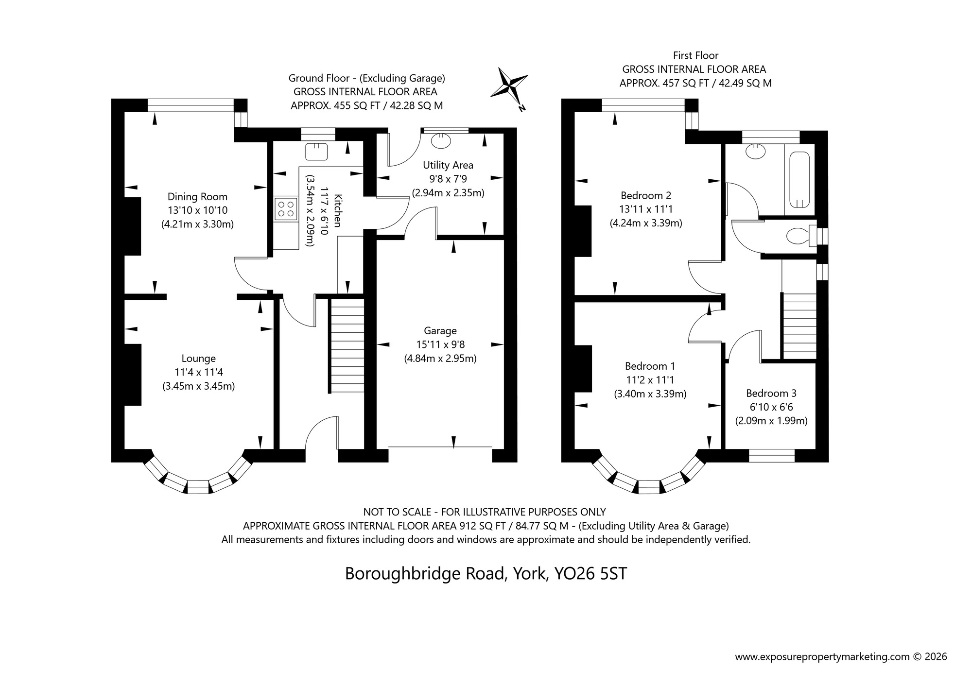 Floorplan of 3 bedroom Semi Detached House for sale, Boroughbridge Road, York, North Yorkshire, YO26