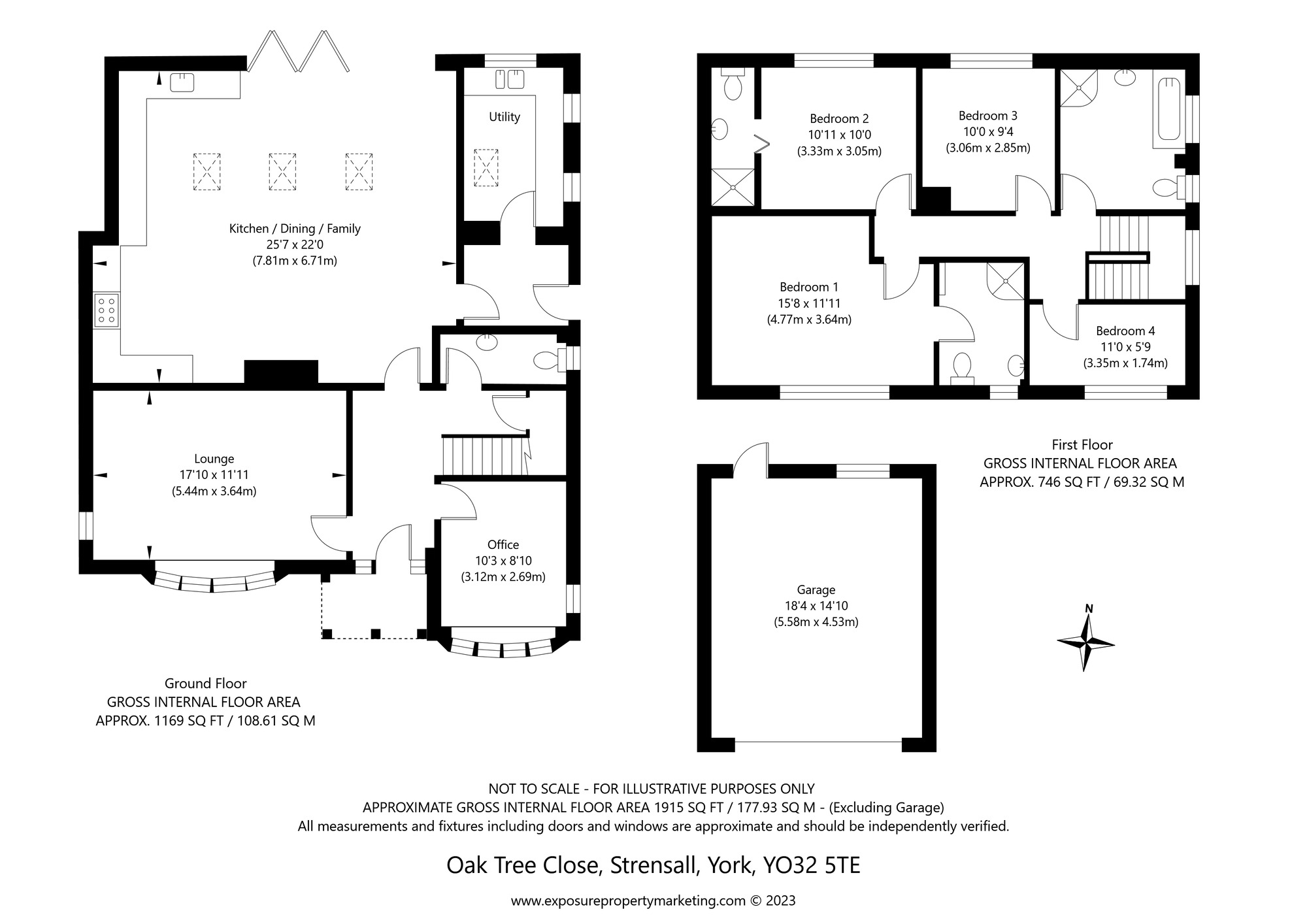 Floorplan of 4 bedroom Detached House for sale, Oak Tree Close, Strensall, North Yorkshire, YO32