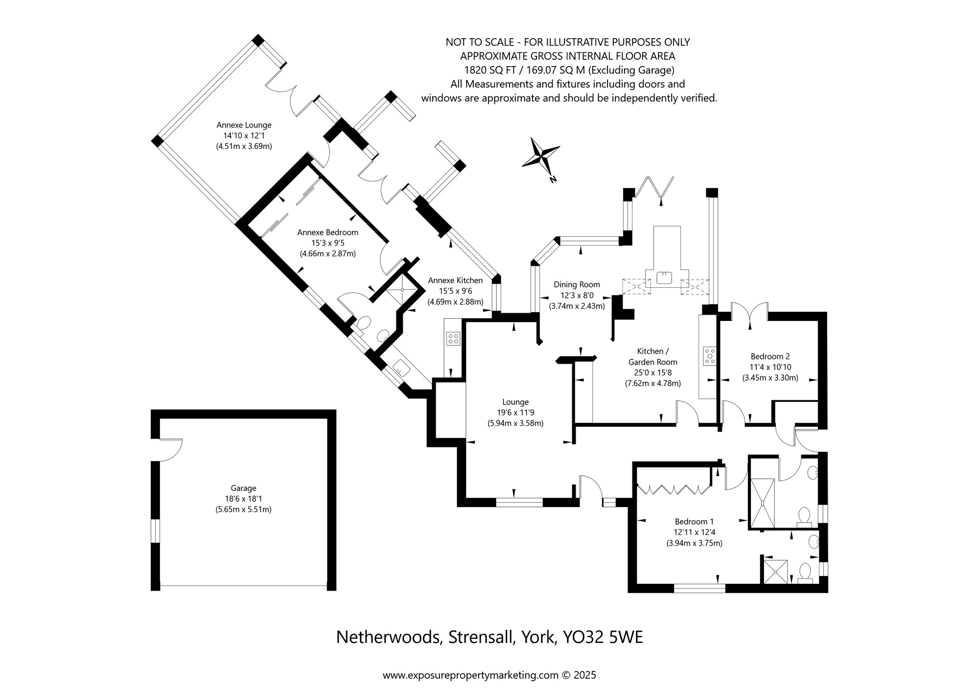 Floorplan of 3 bedroom Detached Bungalow for sale, Netherwoods, Strensall, North Yorkshire, YO32