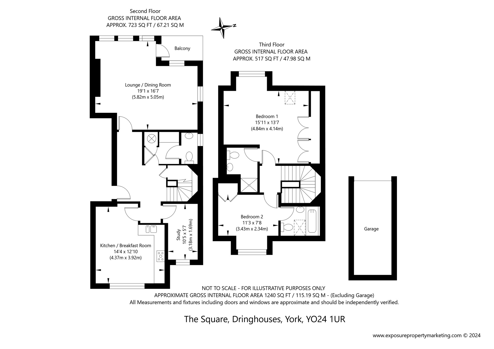 Floorplan of 2 bedroom  Flat for sale, The Square, Dringhouses, North Yorkshire, YO24