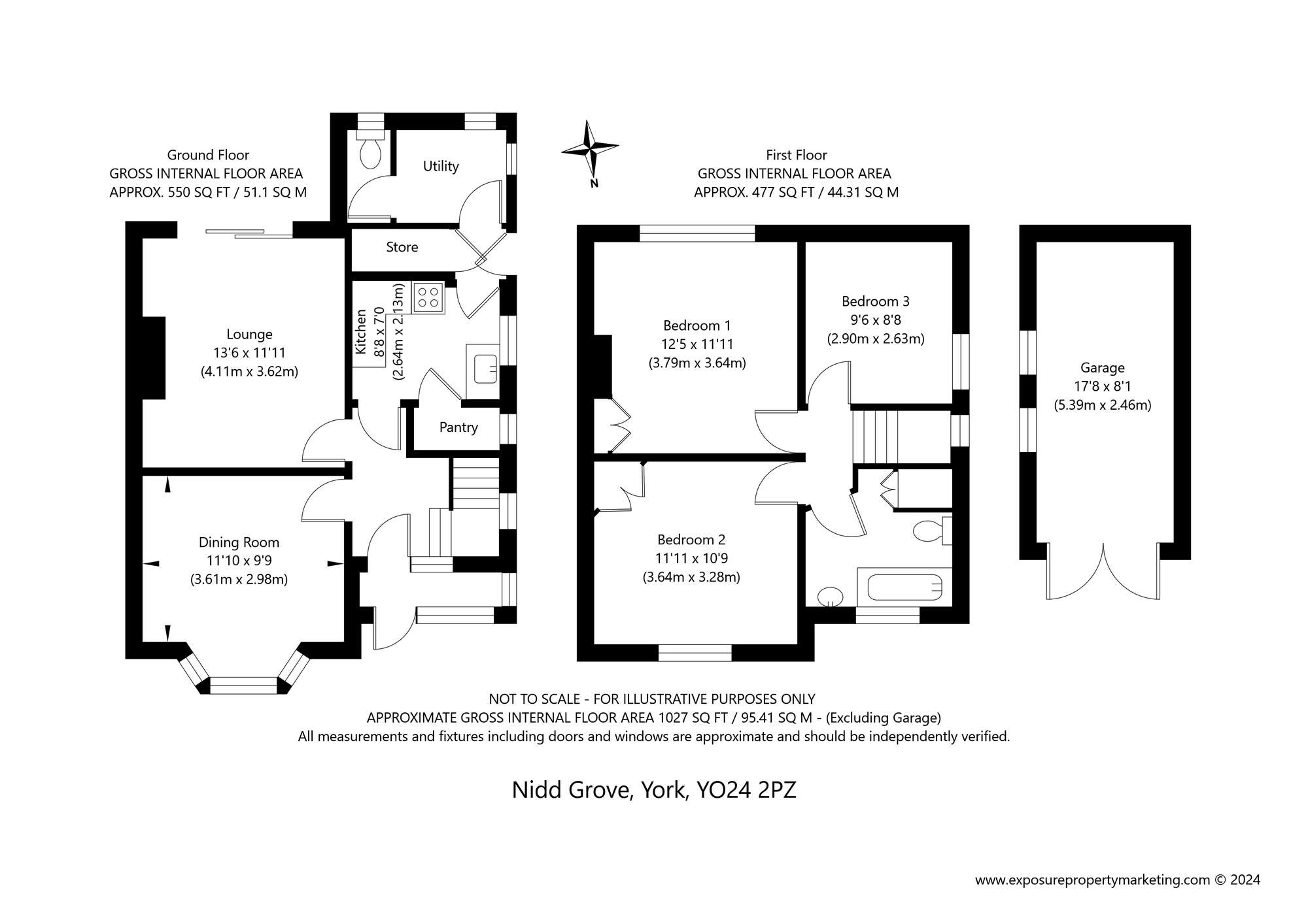 Floorplan of 3 bedroom Semi Detached House for sale, Nidd Grove, York, North Yorkshire, YO24