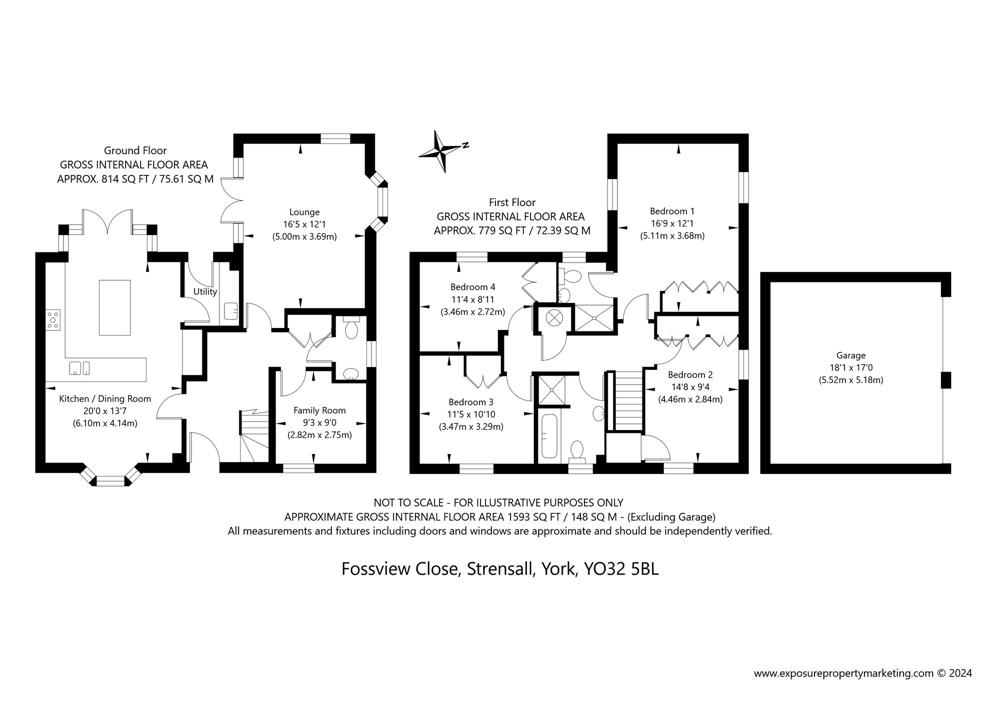 Floorplan of 4 bedroom Detached House for sale, Fossview Close, Strensall, North Yorkshire, YO32