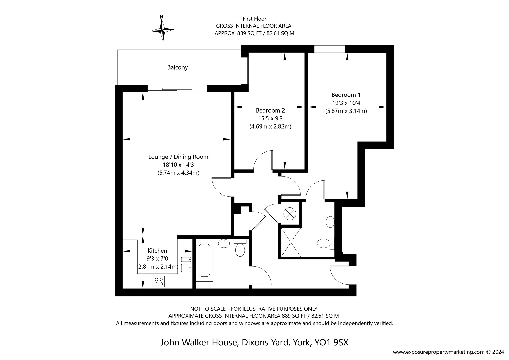 Floorplan of 2 bedroom  Flat for sale, Dixons Yard, York, North Yorkshire, YO1