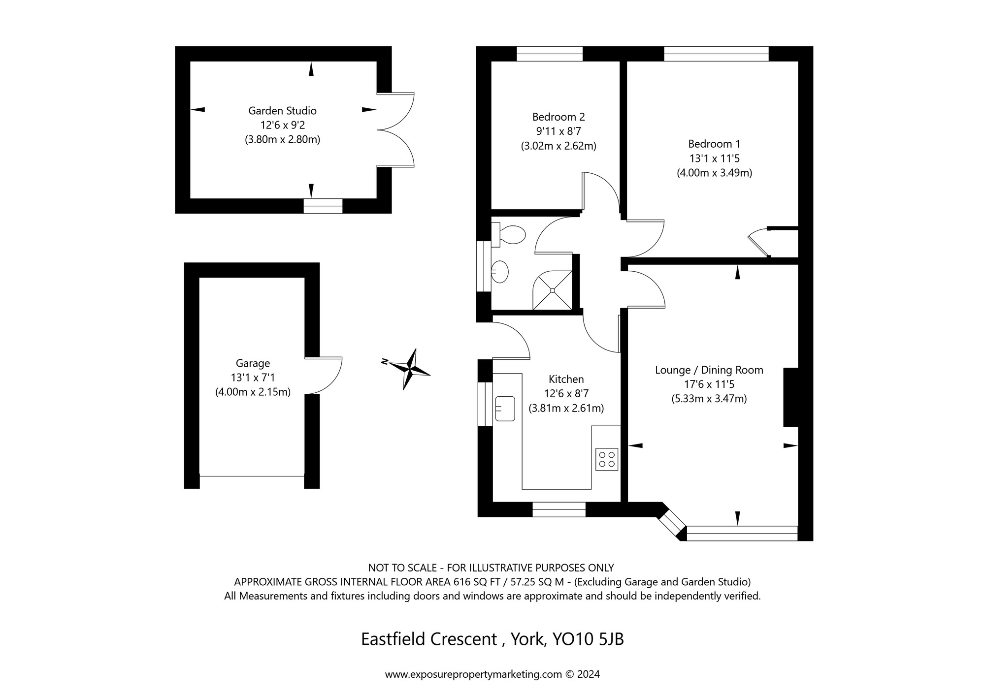 Floorplan of 2 bedroom Semi Detached Bungalow for sale, Eastfield Crescent, York, North Yorkshire, YO10