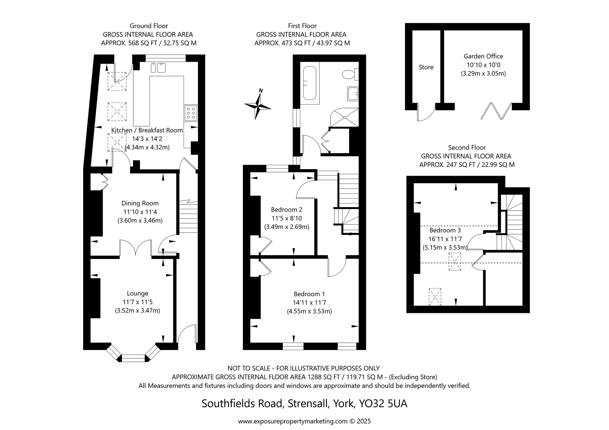 Floorplan of 3 bedroom Semi Detached House for sale, Southfields Road, Strensall, North Yorkshire, YO32