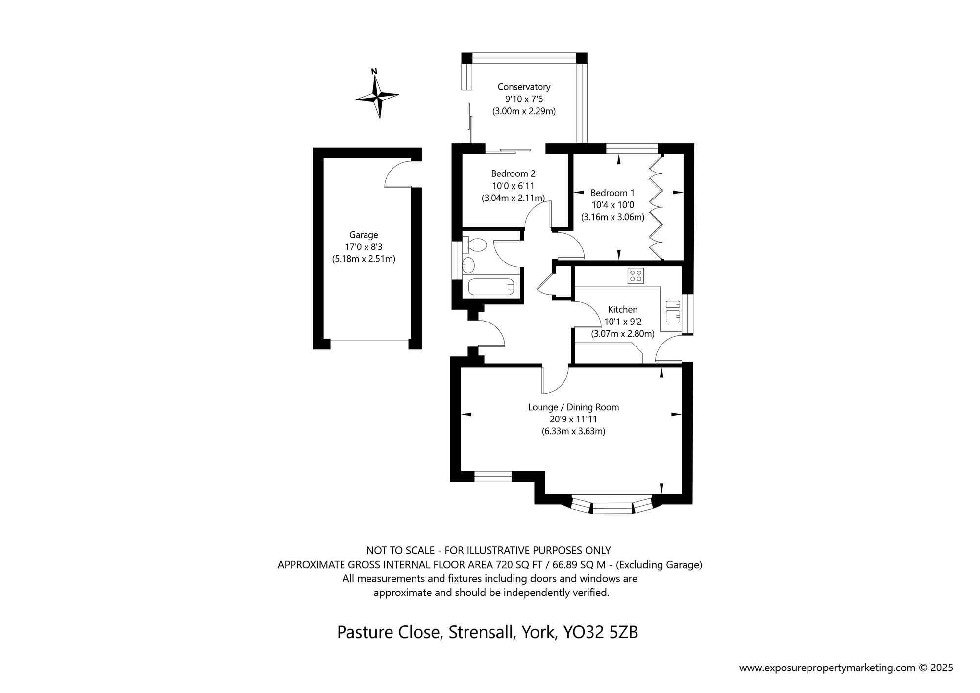 Floorplan of 2 bedroom Detached Bungalow for sale, Pasture Close, Strensall, North Yorkshire, YO32