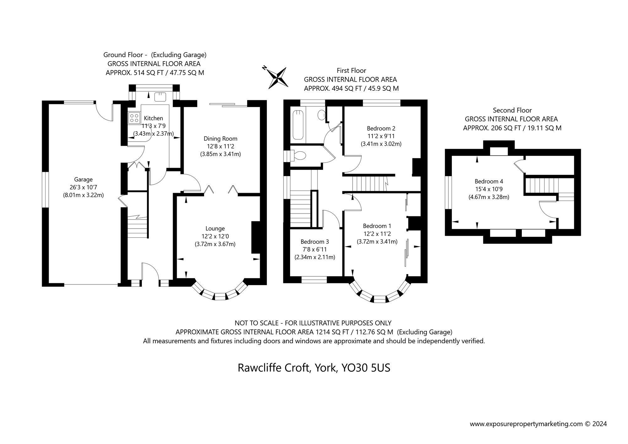 Floorplan of 4 bedroom Semi Detached House for sale, Rawcliffe Croft, York, North Yorkshire, YO30