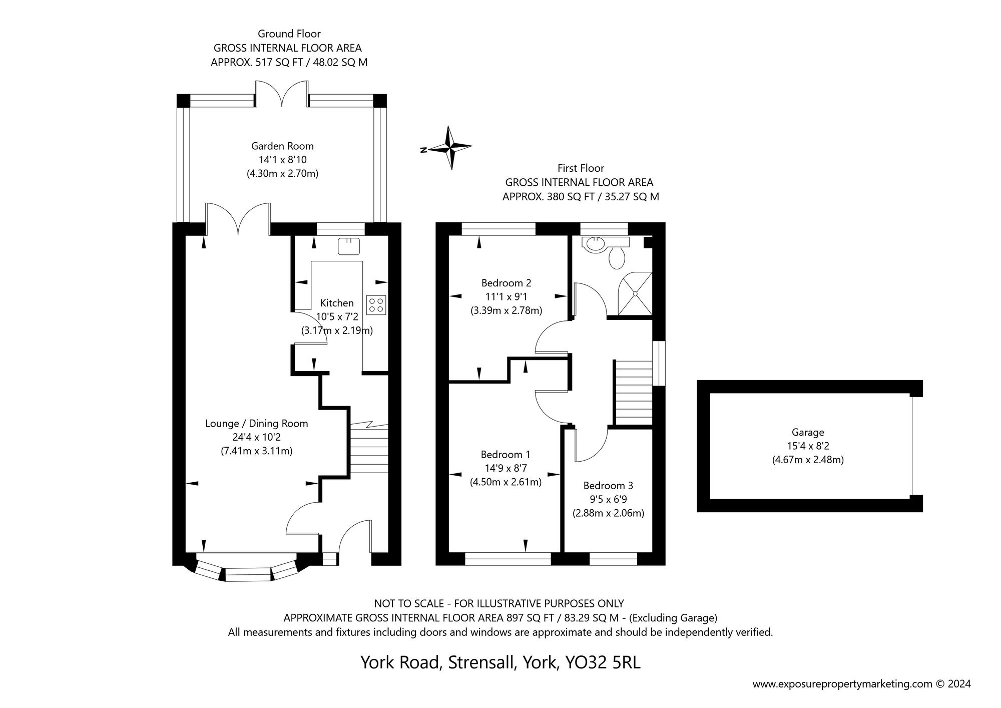 Floorplan of 3 bedroom Semi Detached House for sale, York Road, Strensall, North Yorkshire, YO32