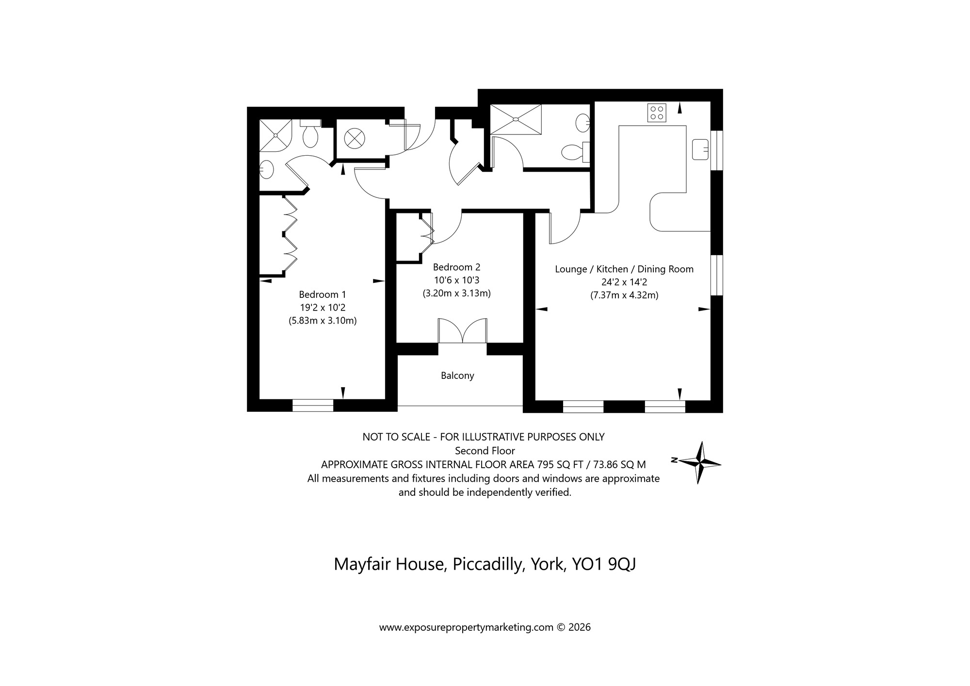 Floorplan of 2 bedroom Flat for sale, Piccadilly, York, North Yorkshire, YO1