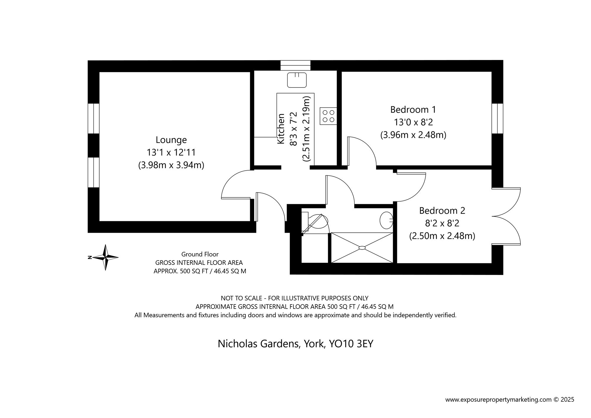 Floorplan of 2 bedroom  Flat for sale, Nicholas Gardens, York, North Yorkshire, YO10