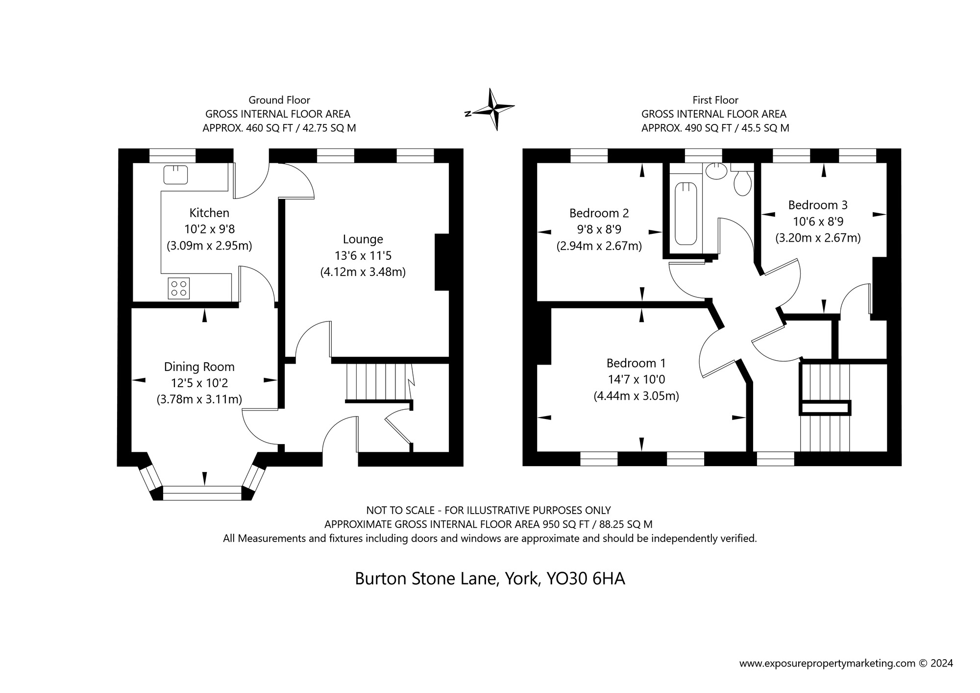 Floorplan of 3 bedroom Mid Terrace House for sale, Burton Stone Lane, York, North Yorkshire, YO30