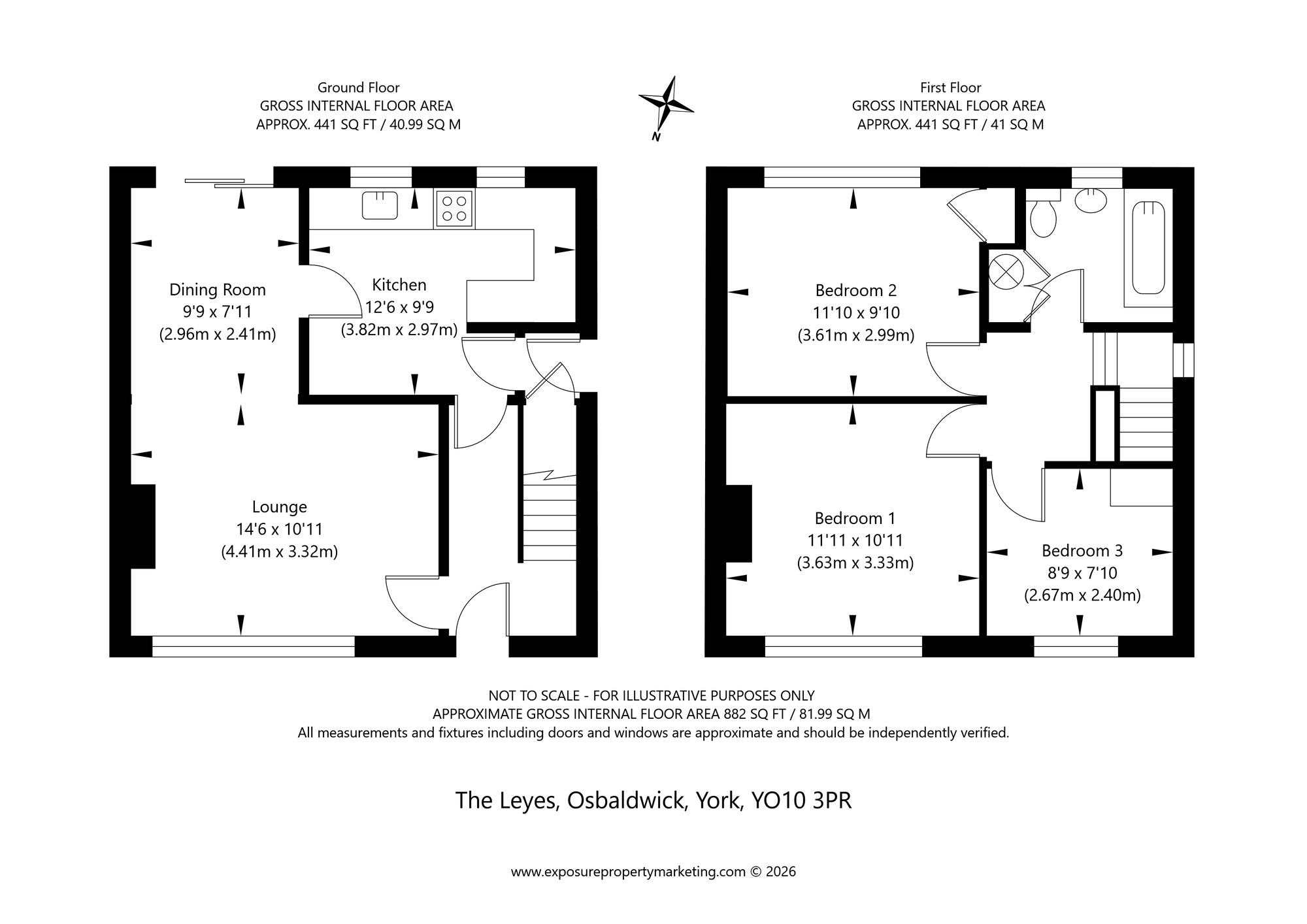 Floorplan of 3 bedroom Semi Detached House for sale, The Leyes, York, North Yorkshire, YO10