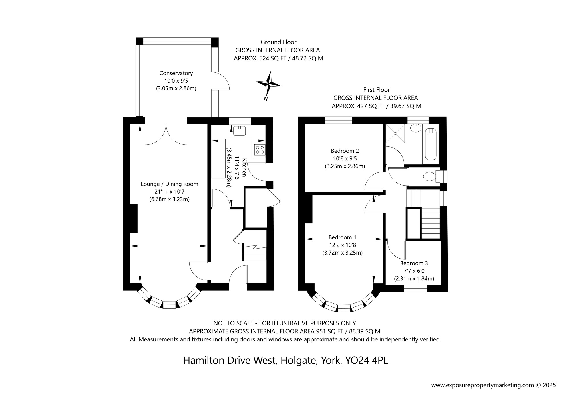Floorplan of 3 bedroom Semi Detached House for sale, Hamilton Drive West, York, North Yorkshire, YO24