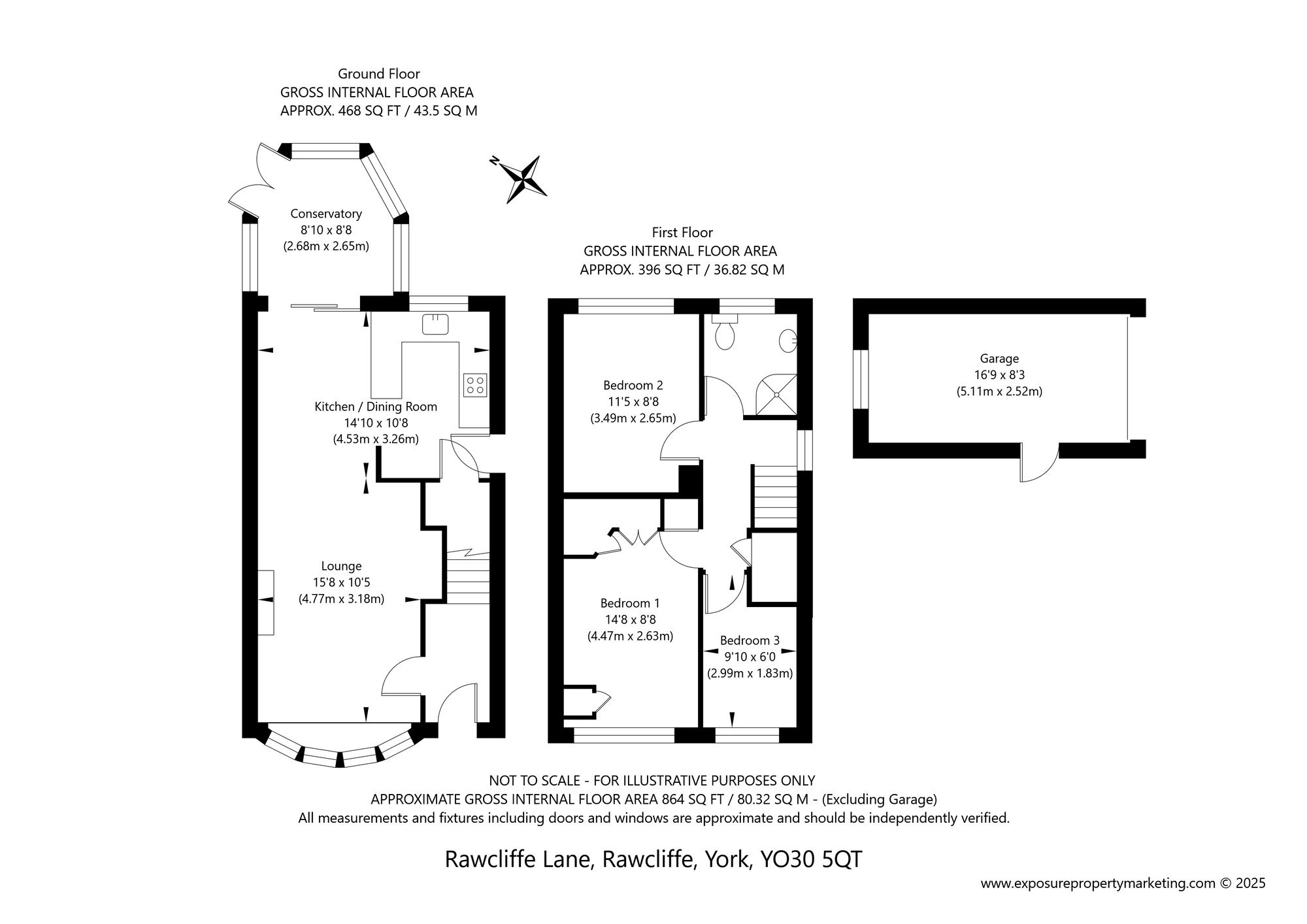 Floorplan of 3 bedroom Detached House for sale, Rawcliffe Lane, York, North Yorkshire, YO30