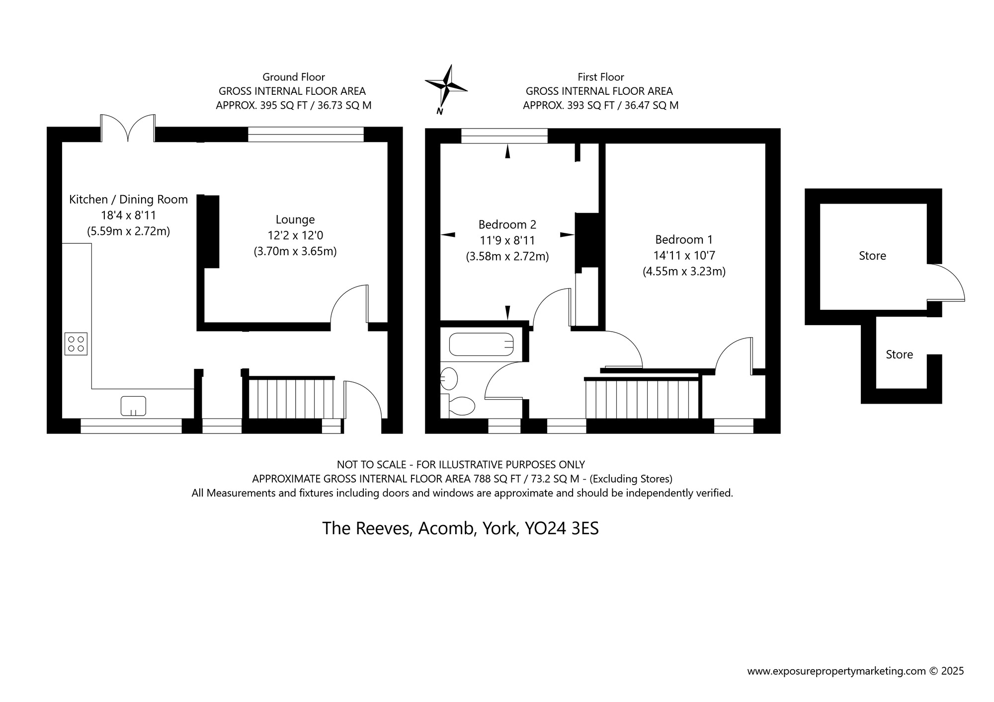 Floorplan of 2 bedroom Semi Detached House for sale, The Reeves, York, North Yorkshire, YO24
