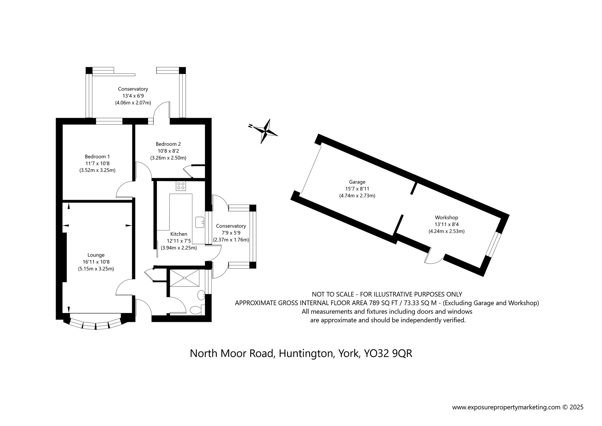 Floorplan of 2 bedroom Semi Detached Bungalow for sale, North Moor Road, Huntington, North Yorkshire, YO32