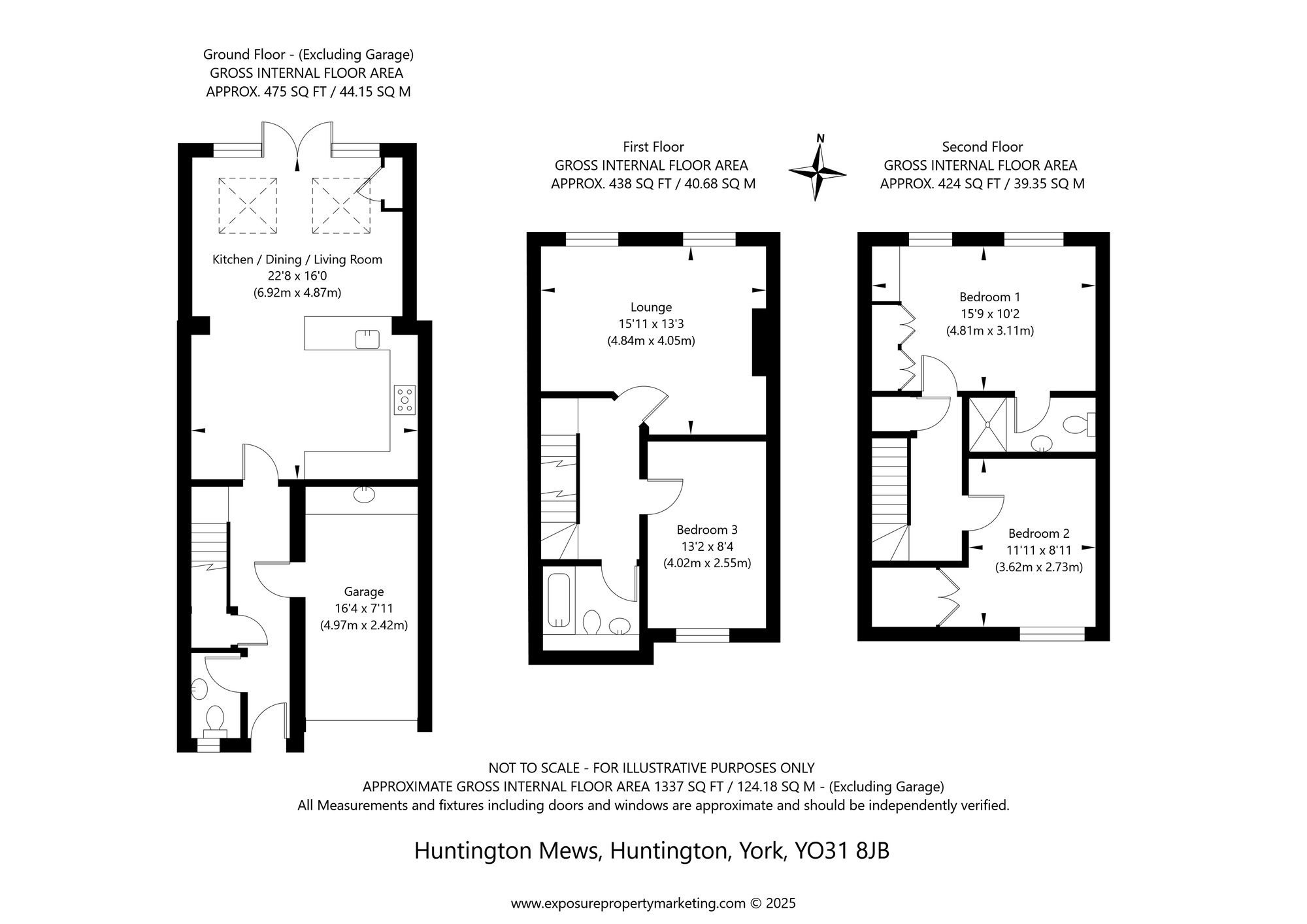 Floorplan of 3 bedroom Mid Terrace House for sale, Huntington Mews, York, North Yorkshire, YO31