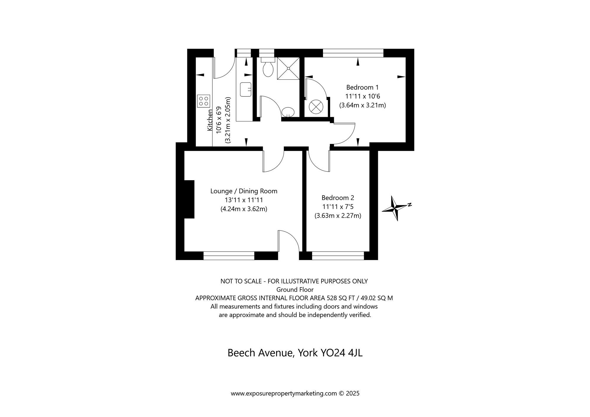 Floorplan of 2 bedroom  Flat for sale, Beech Avenue, York, North Yorkshire, YO24