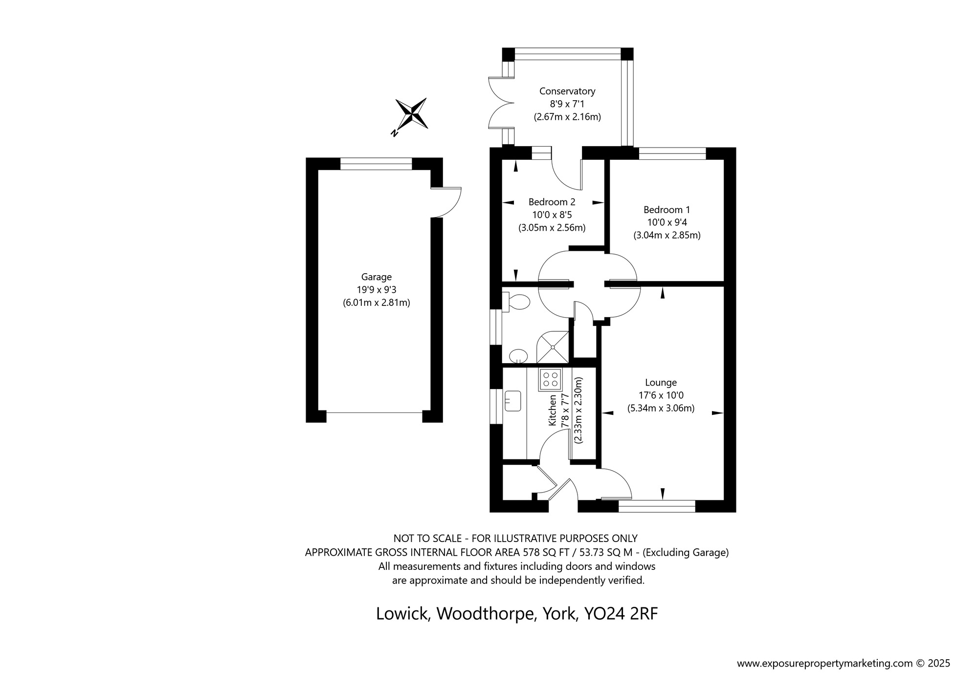 Floorplan of 2 bedroom Semi Detached Bungalow for sale, Lowick, York, North Yorkshire, YO24