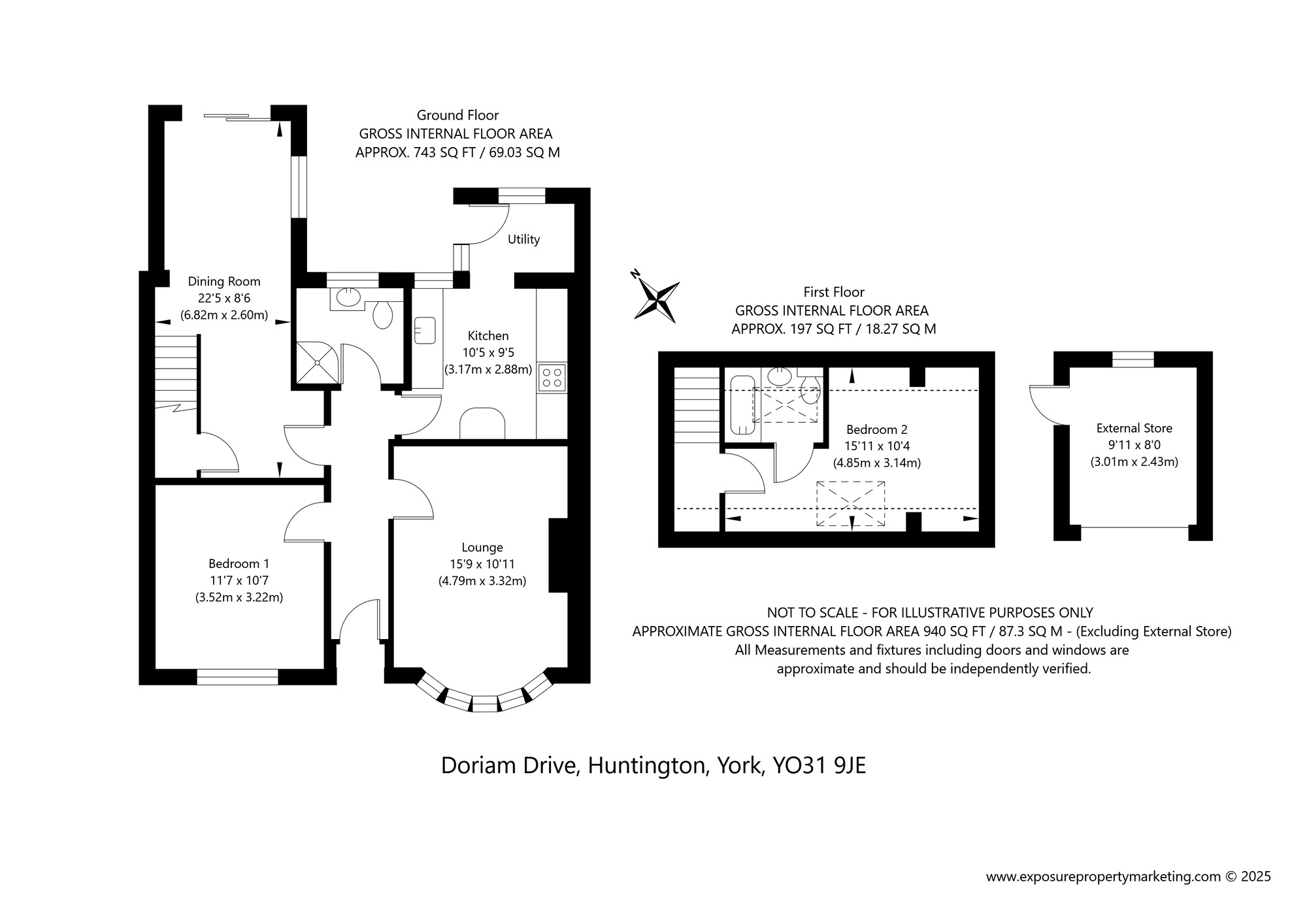 Floorplan of 2 bedroom Semi Detached Bungalow for sale, Doriam Drive, York, North Yorkshire, YO31