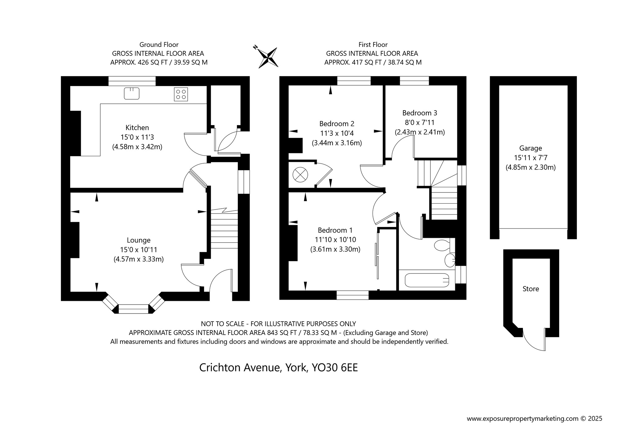 Floorplan of 3 bedroom Semi Detached House for sale, Crichton Avenue, York, North Yorkshire, YO30