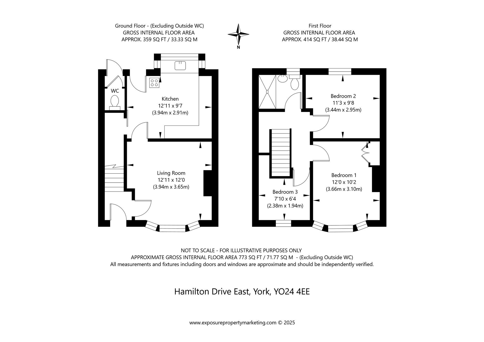 Floorplan of 3 bedroom Mid Terrace House for sale, Hamilton Drive East, York, North Yorkshire, YO24