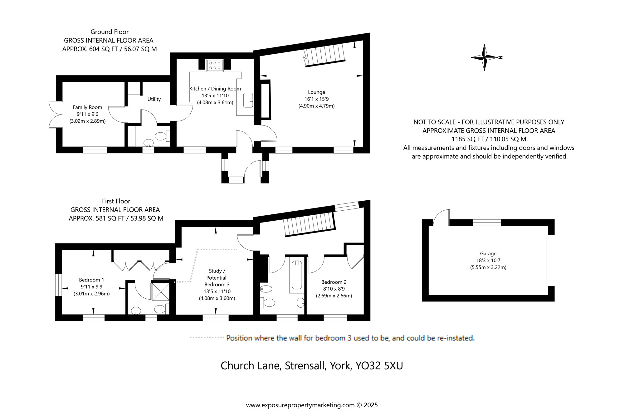 Floorplan of 3 bedroom Semi Detached House for sale, Church Lane, Strensall, North Yorkshire, YO32
