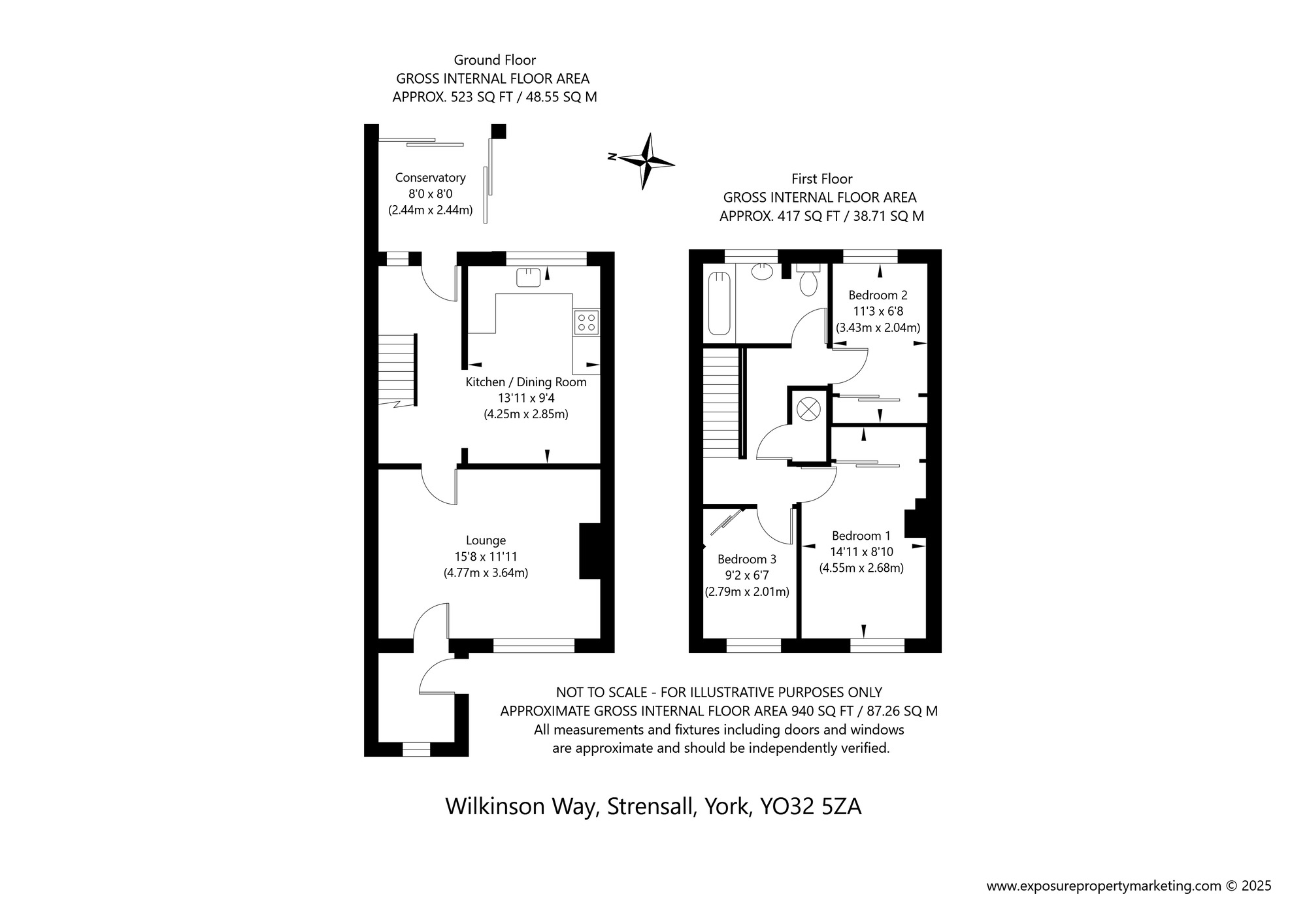 Floorplan of 3 bedroom End Terrace House for sale, Wilkinson Way, Strensall, North Yorkshire, YO32