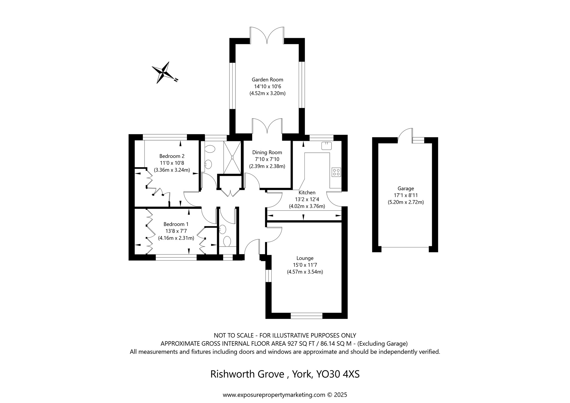 Floorplan of 2 bedroom Detached Bungalow for sale, Rishworth Grove, York, North Yorkshire, YO30