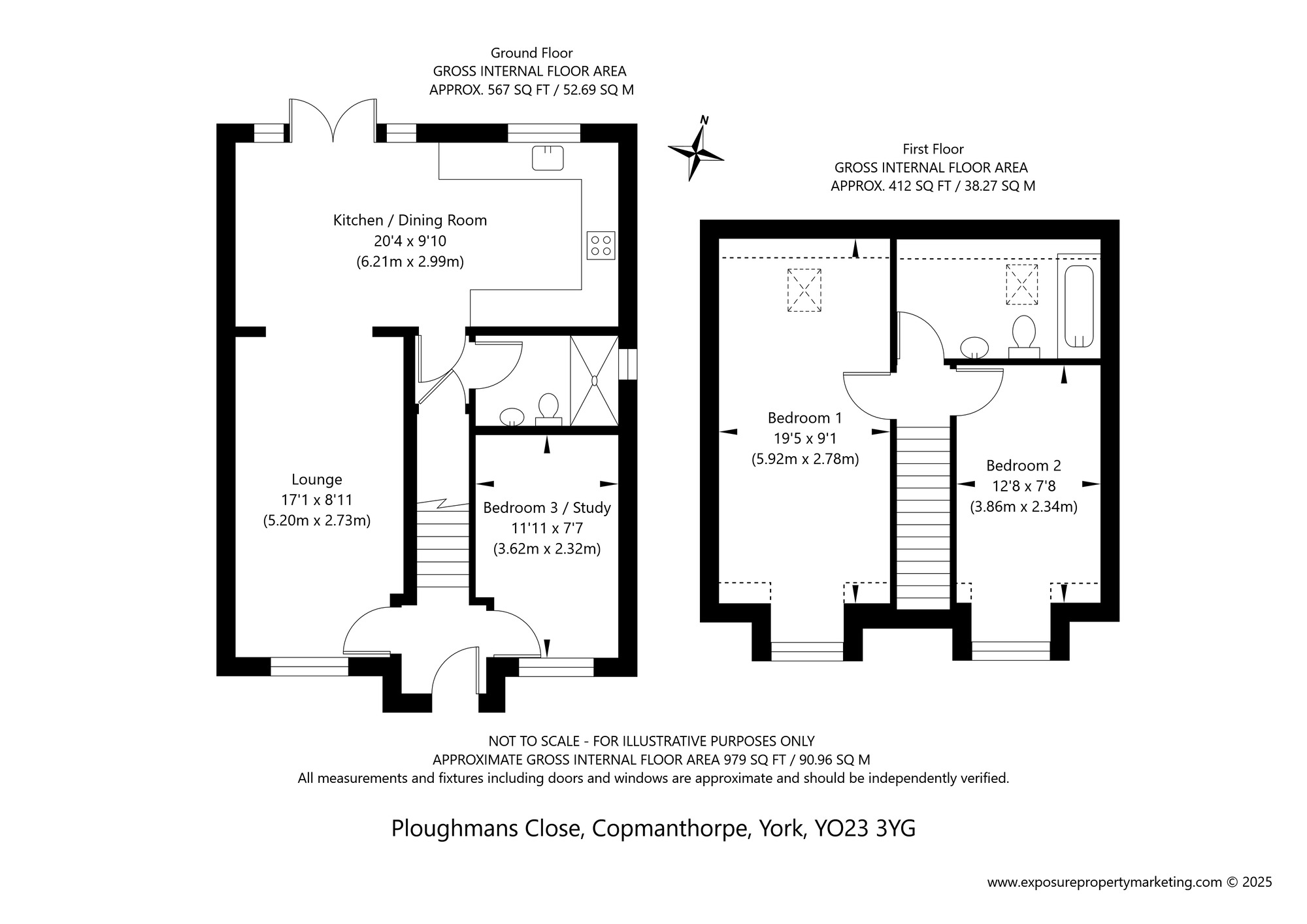 Floorplan of 3 bedroom Detached House for sale, Ploughmans Close, Copmanthorpe, North Yorkshire, YO23
