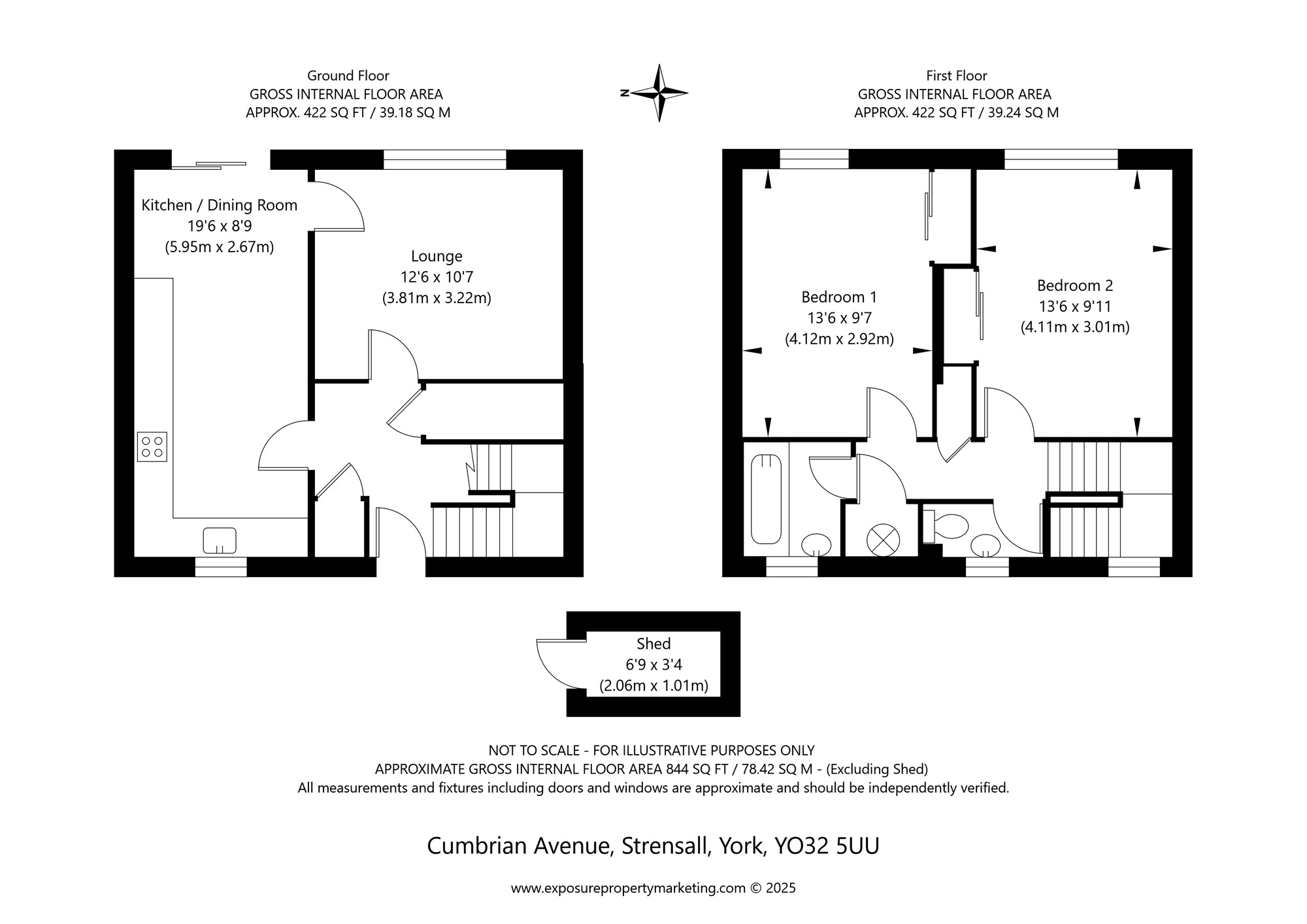 Floorplan of 2 bedroom Mid Terrace House for sale, Cumbrian Avenue, Strensall, North Yorkshire, YO32