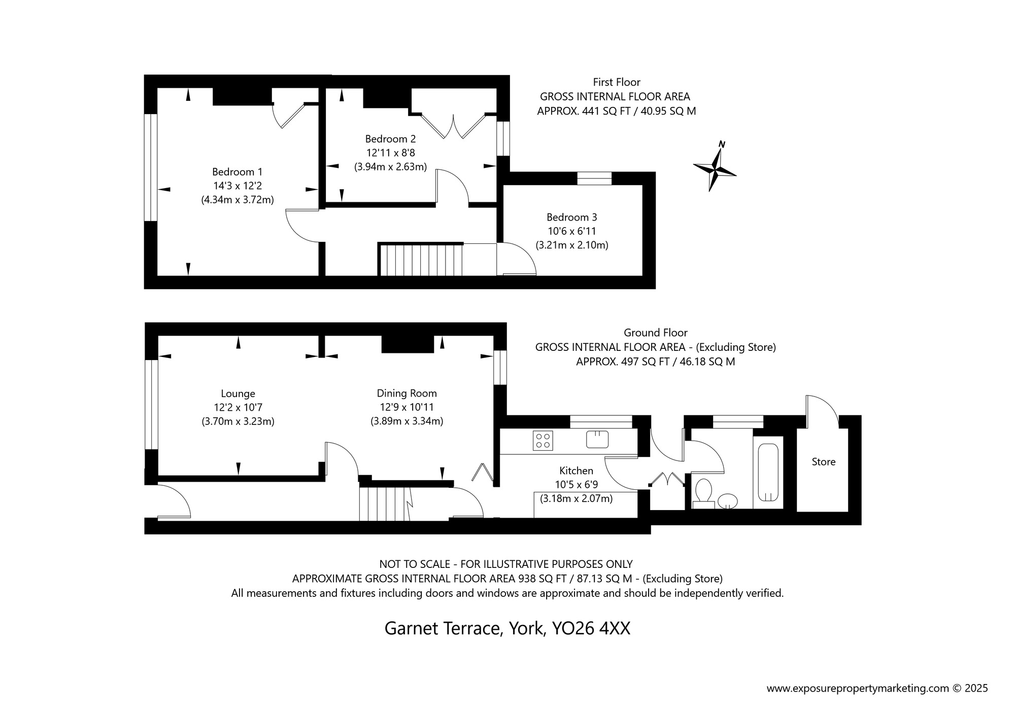 Floorplan of 3 bedroom Mid Terrace House for sale, Garnet Terrace, York, North Yorkshire, YO26