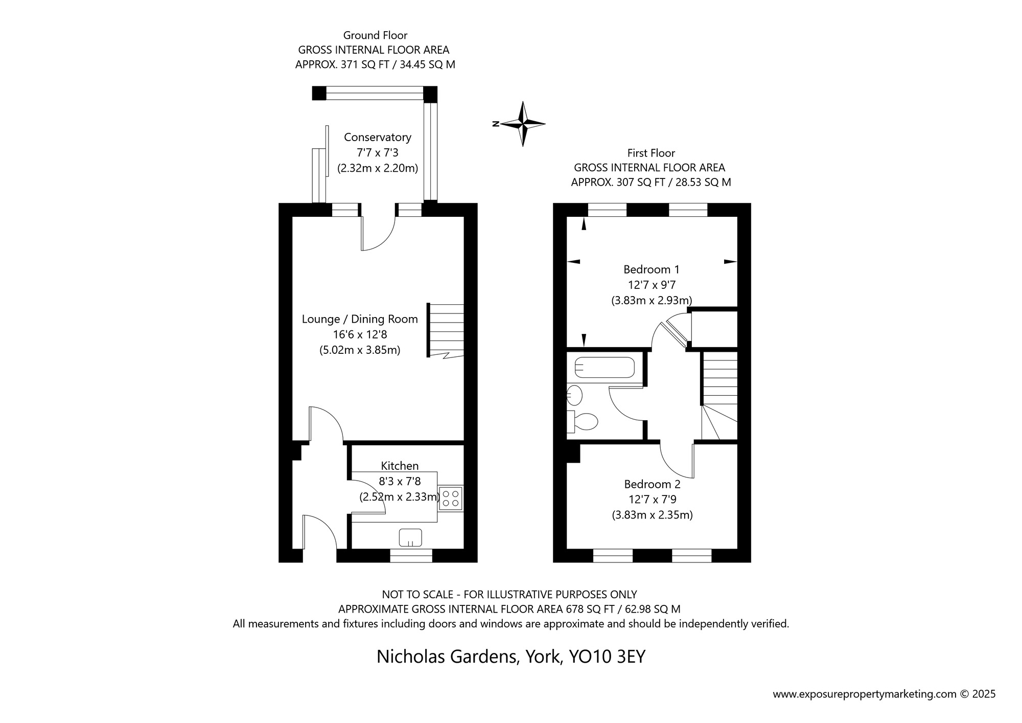 Floorplan of 2 bedroom Mid Terrace House for sale, Nicholas Gardens, York, North Yorkshire, YO10