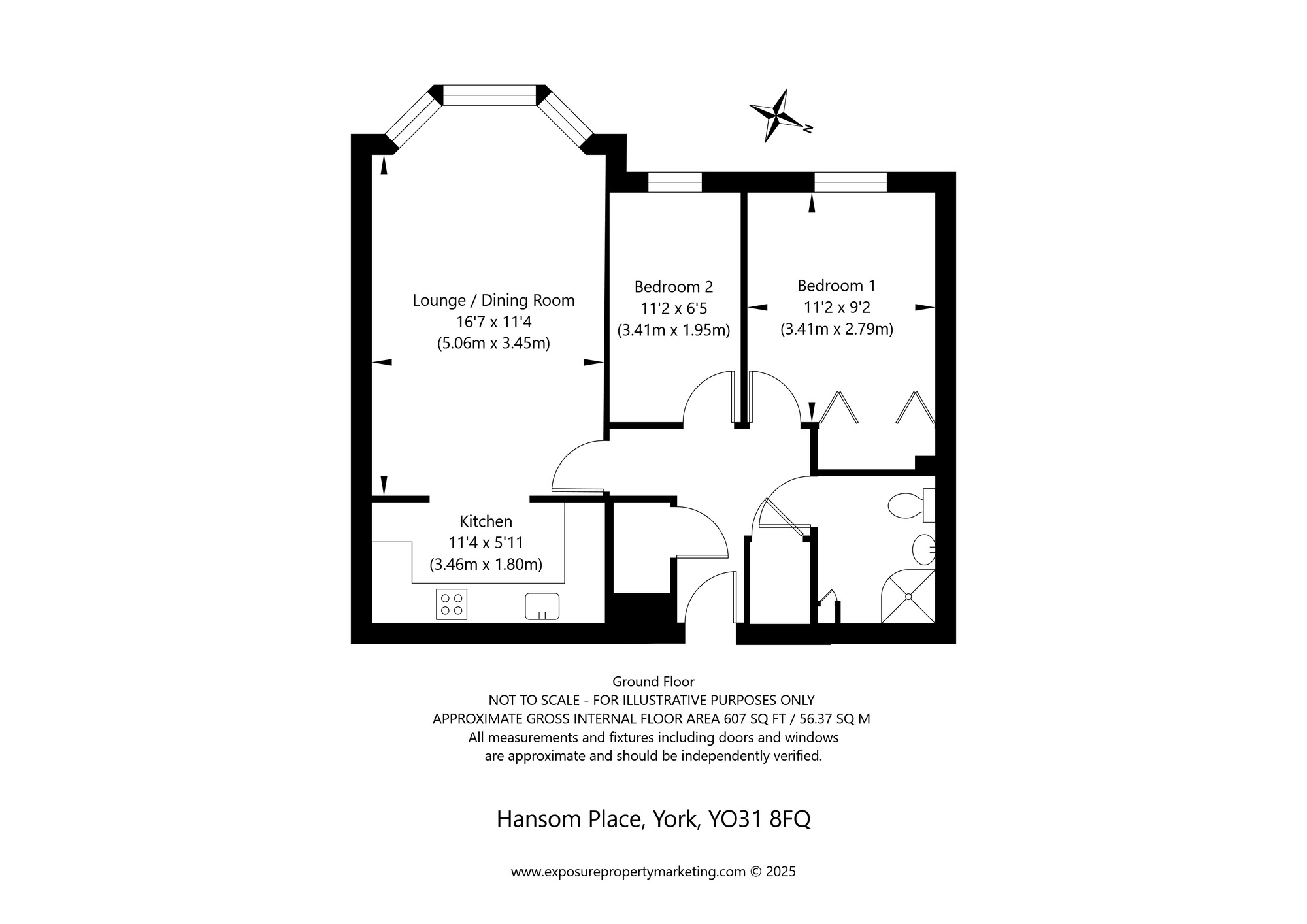 Floorplan of 2 bedroom  Flat for sale, Hansom Place, York, North Yorkshire, YO31