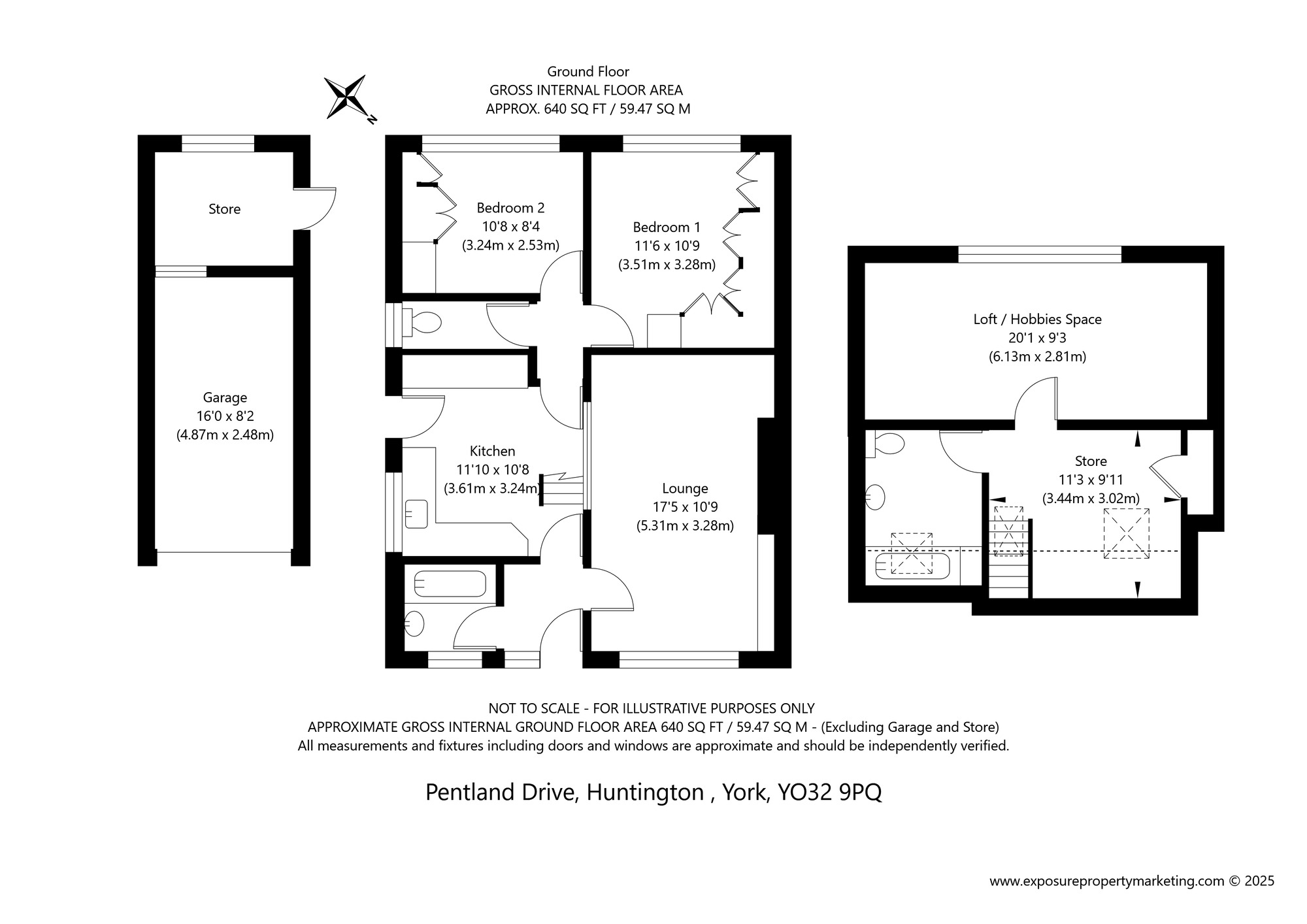 Floorplan of 2 bedroom Semi Detached Bungalow for sale, Pentland Drive, Huntington, North Yorkshire, YO32