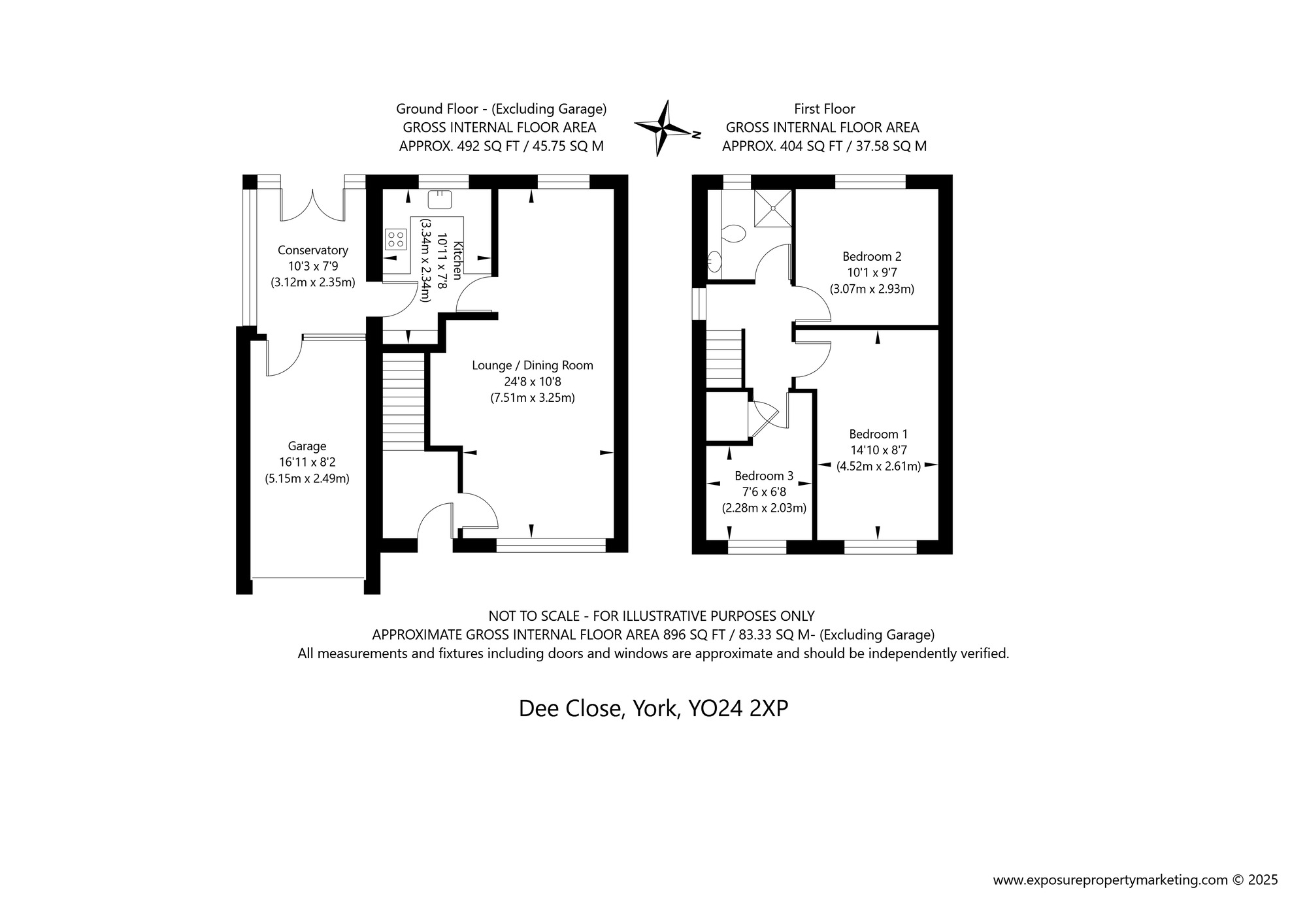 Floorplan of 3 bedroom Semi Detached House for sale, Dee Close, York, North Yorkshire, YO24