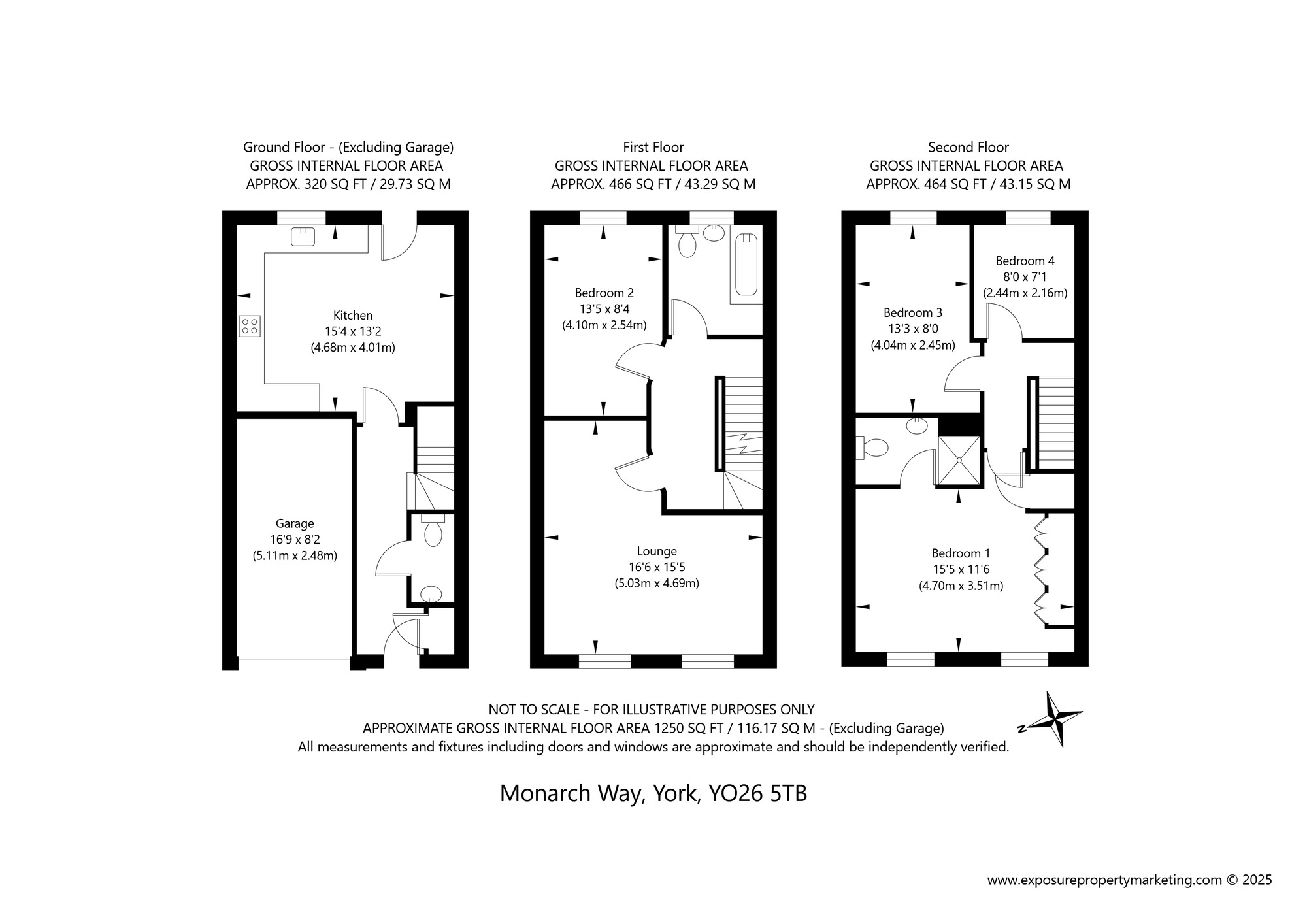Floorplan of 4 bedroom Mid Terrace House for sale, Monarch Way, York, North Yorkshire, YO26