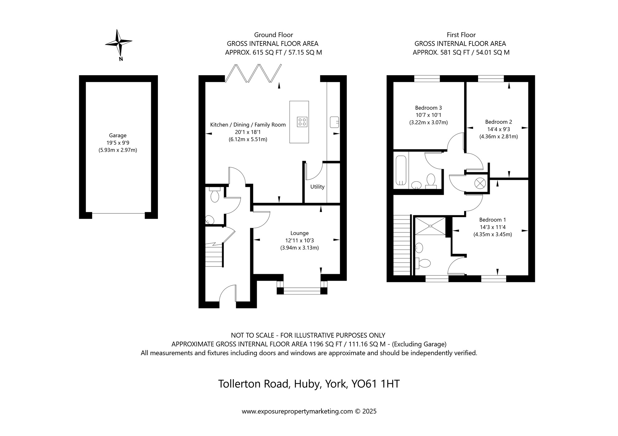Floorplan of 3 bedroom End Terrace House for sale, Tollerton Road / Baston Lane, Huby, North Yorkshire, YO61