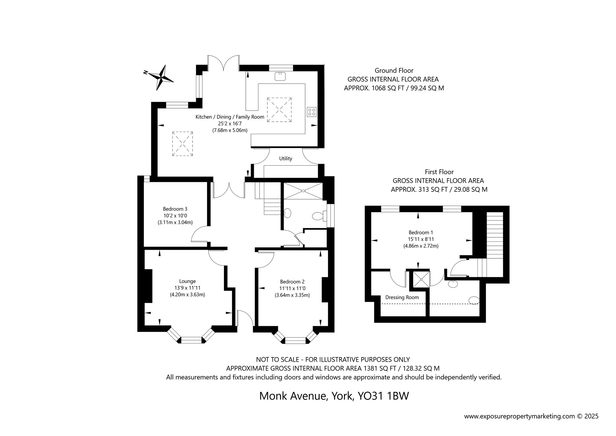 Floorplan of 3 bedroom Semi Detached Bungalow for sale, Monk Avenue, York, North Yorkshire, YO31