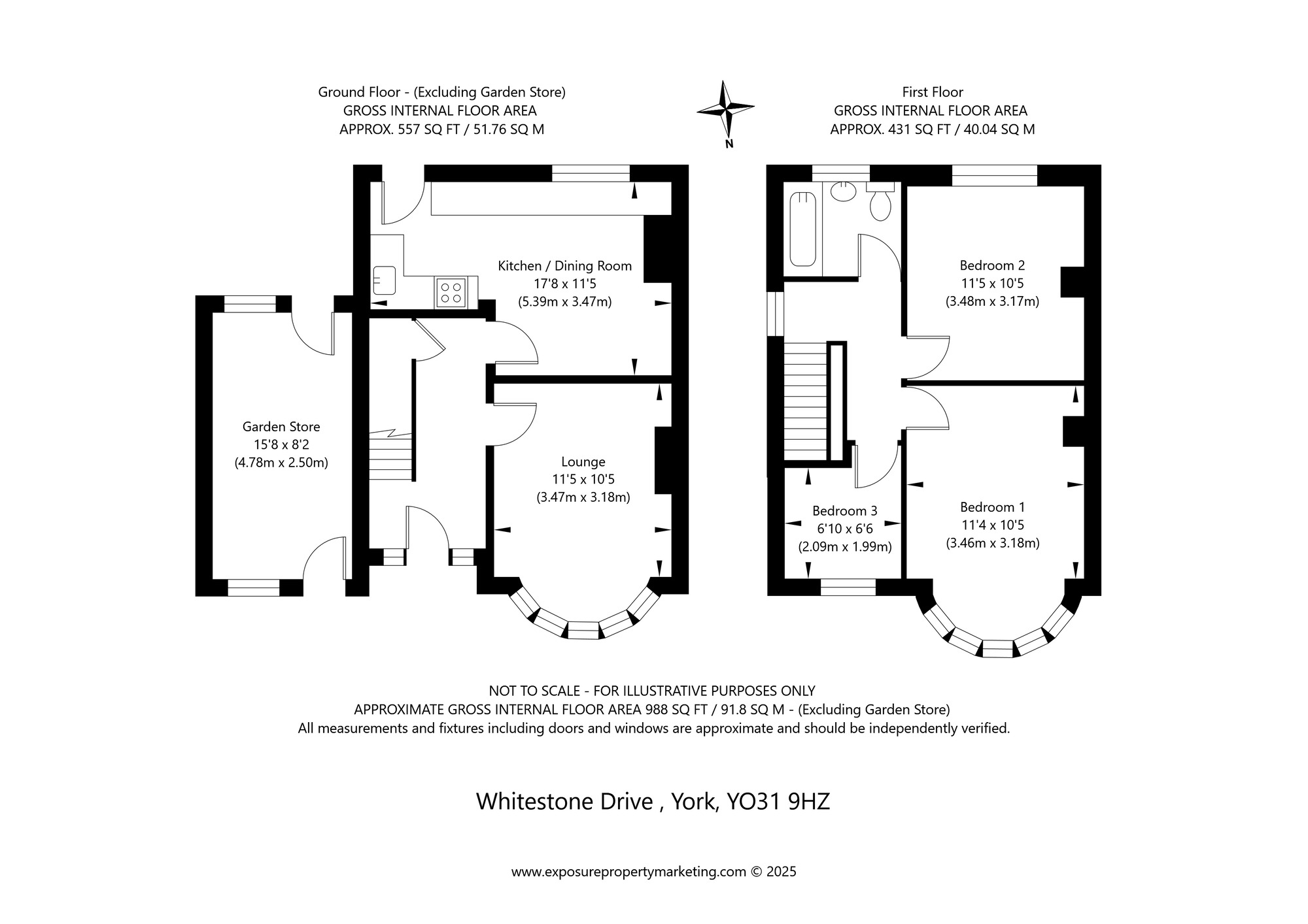 Floorplan of 3 bedroom Semi Detached House for sale, Whitestone Drive, York, North Yorkshire, YO31