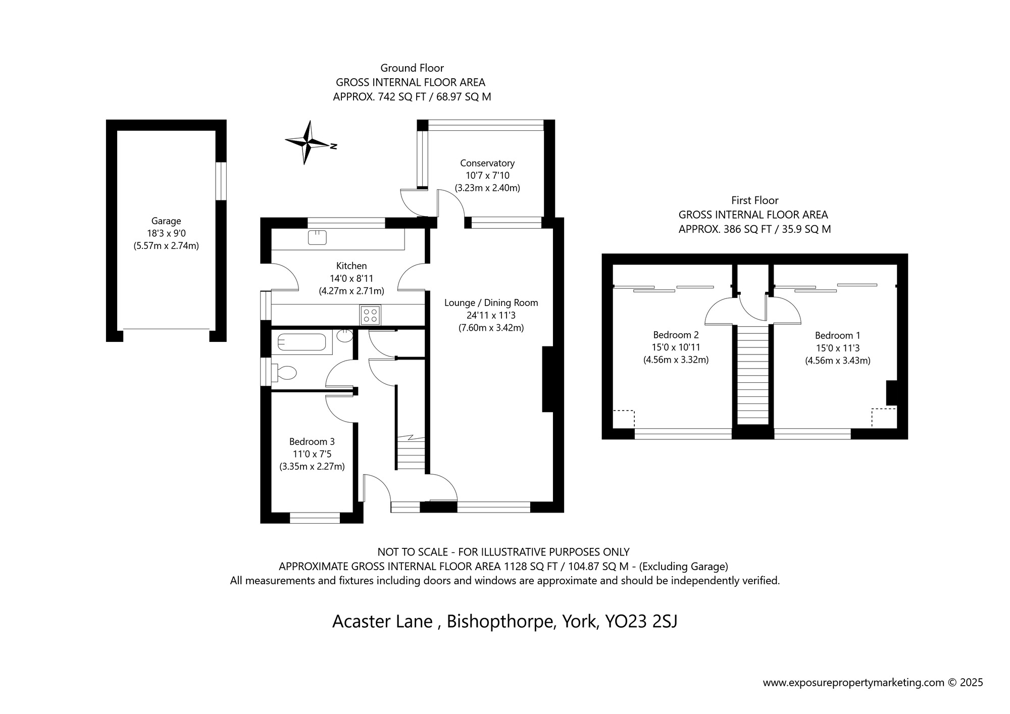 Floorplan of 3 bedroom Semi Detached House for sale, Acaster Lane, Bishopthorpe, North Yorkshire, YO23