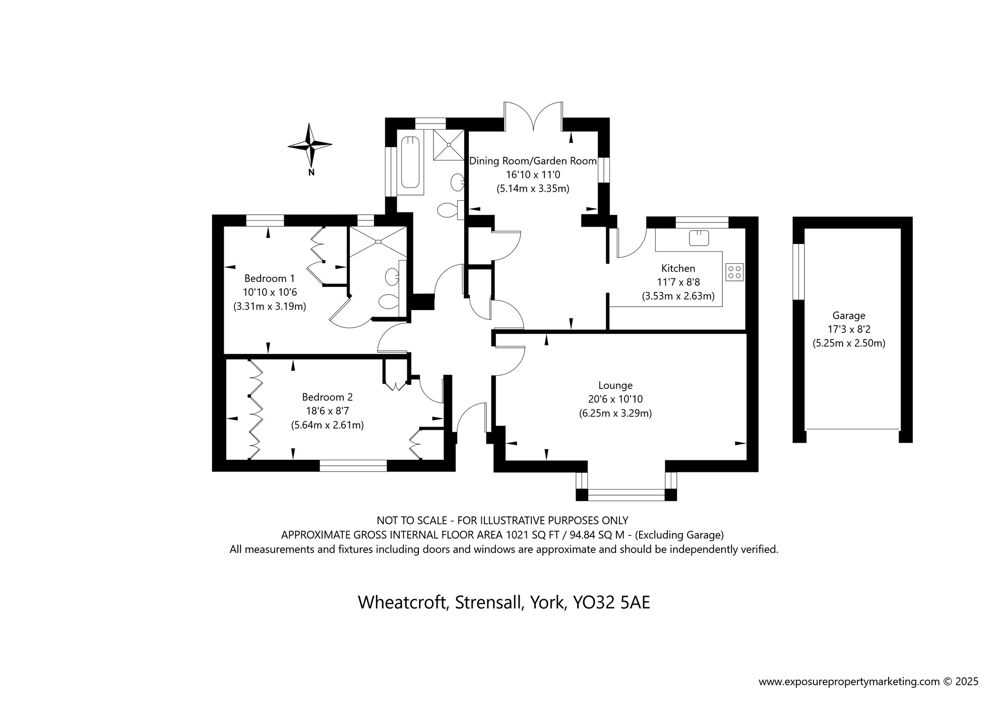 Floorplan of 2 bedroom Detached Bungalow for sale, Wheatcroft, Strensall, North Yorkshire, YO32
