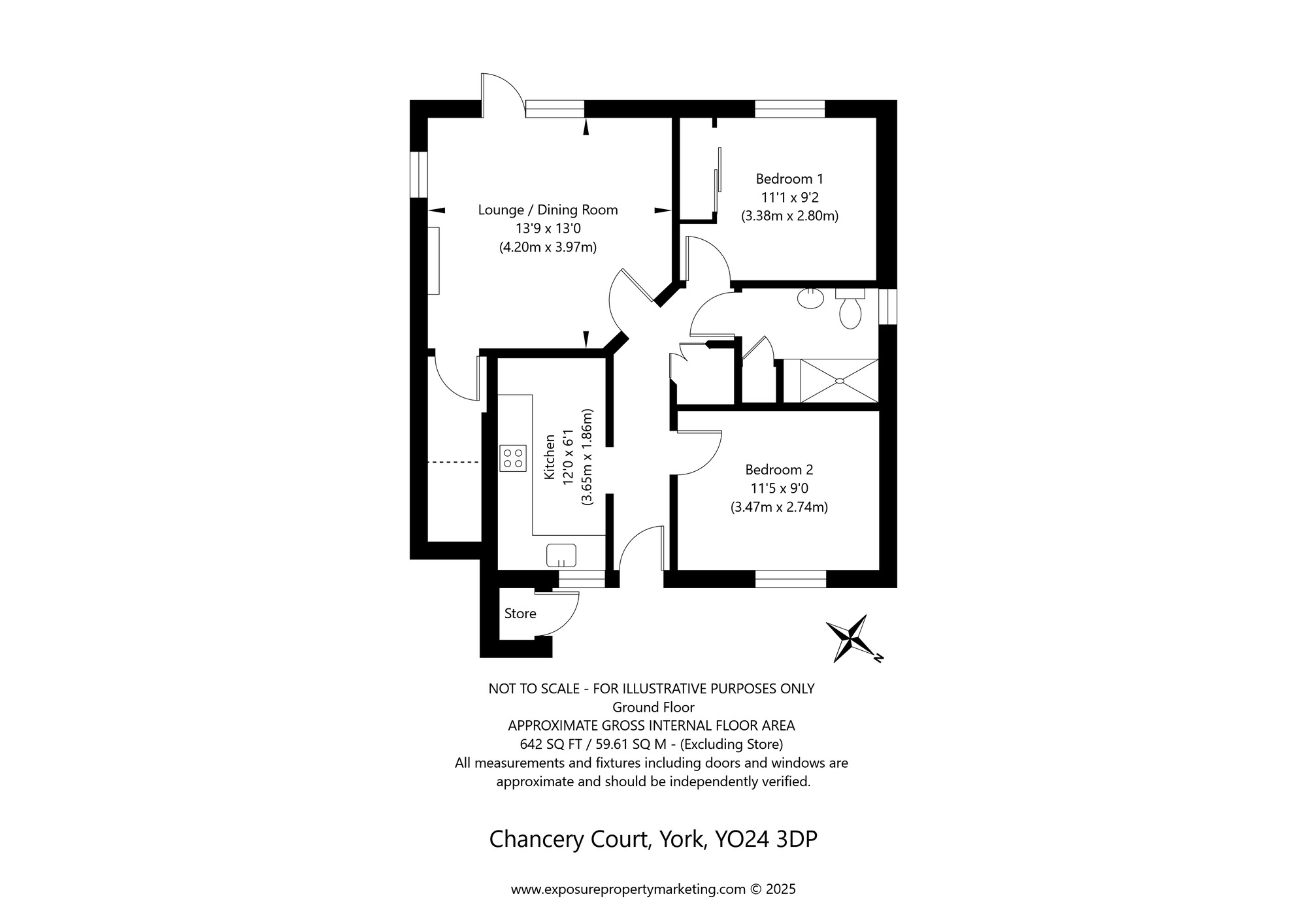 Floorplan of 2 bedroom  Flat for sale, Chancery Court, Acomb, North Yorkshire, YO24