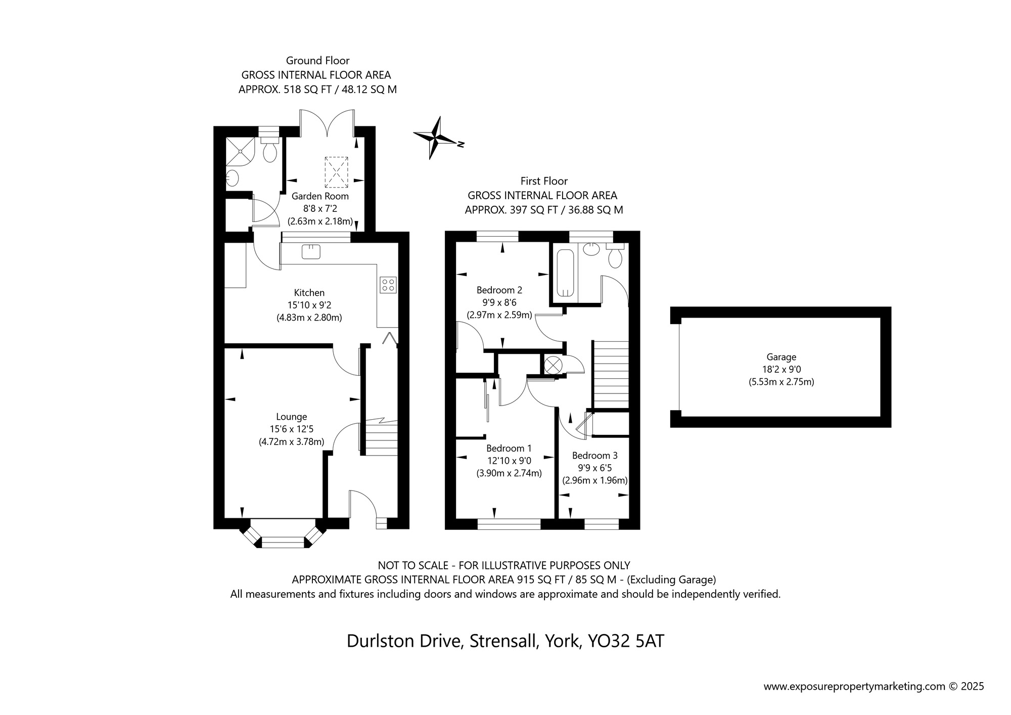 Floorplan of 3 bedroom End Terrace House for sale, Durlston Drive, Strensall, North Yorkshire, YO32